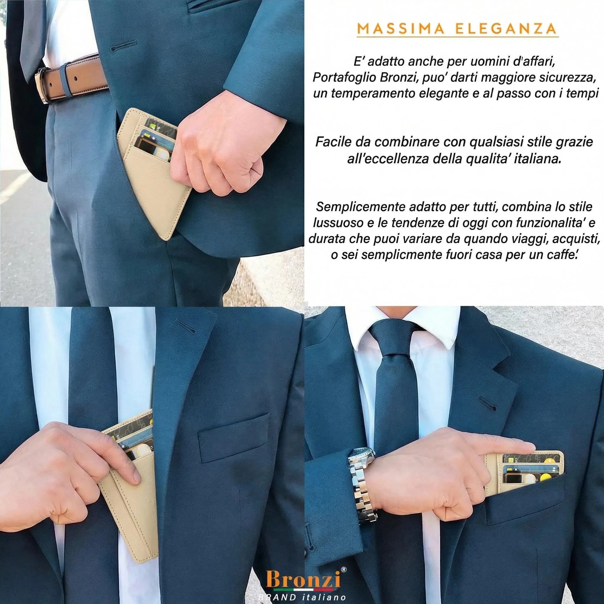 Bronzi Portafoglio Porta Carte di Credito Slim Protezione RFID - immagine 6