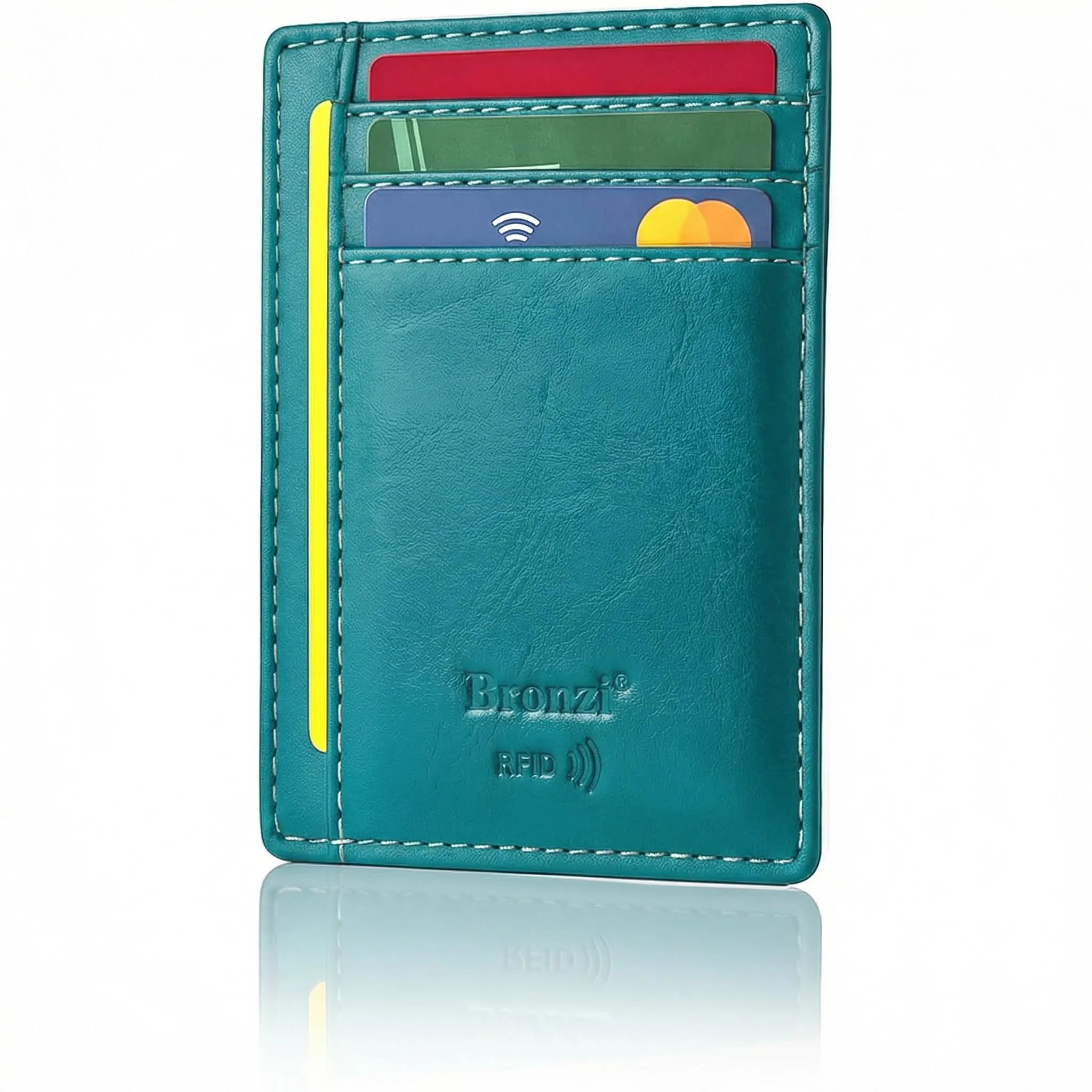 Bronzi Portafoglio Uomo Slim Piccolo Portacarte con Protezione RFID e Portamonete - immagine 1