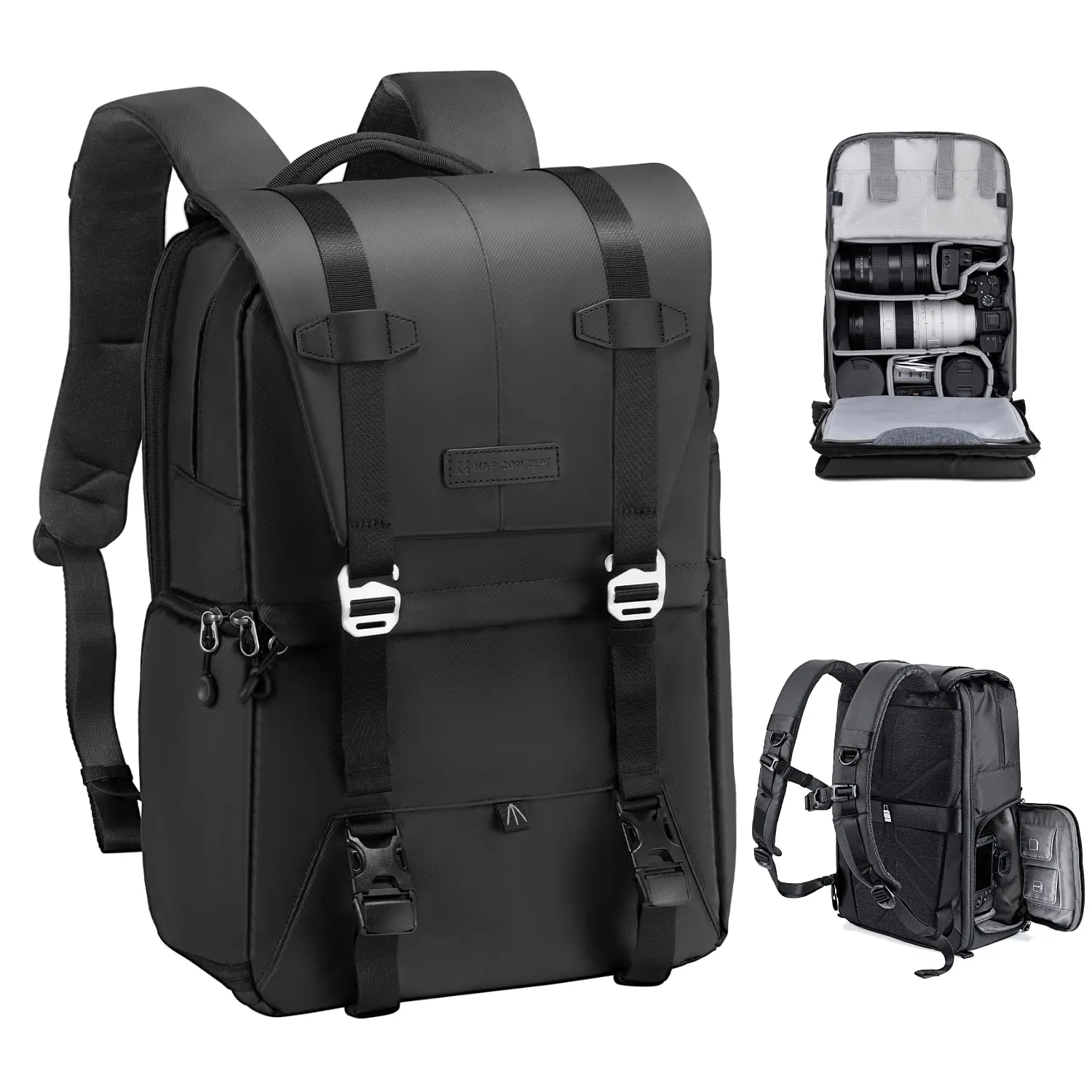 K&F Concept Zaino Fotografico Professionale Impermeabile Antifurto, 20 Litri, Nero - immagine 1