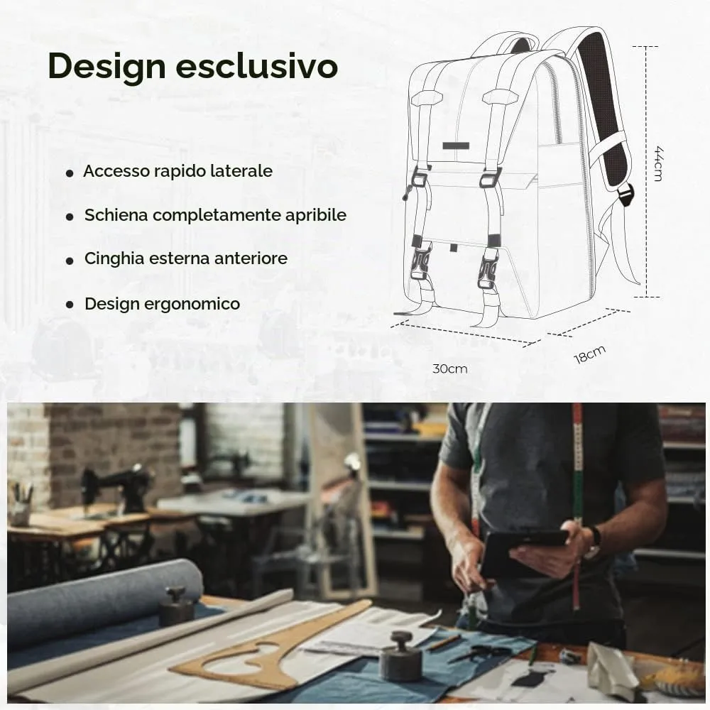 K&F Concept Zaino Fotografico Professionale Impermeabile Antifurto, 20 Litri, Nero - immagine 3