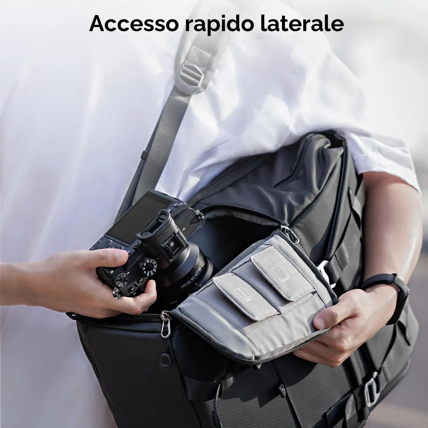 K&F Concept Zaino Fotografico Professionale Impermeabile Antifurto, 20 Litri, Nero - immagine 4