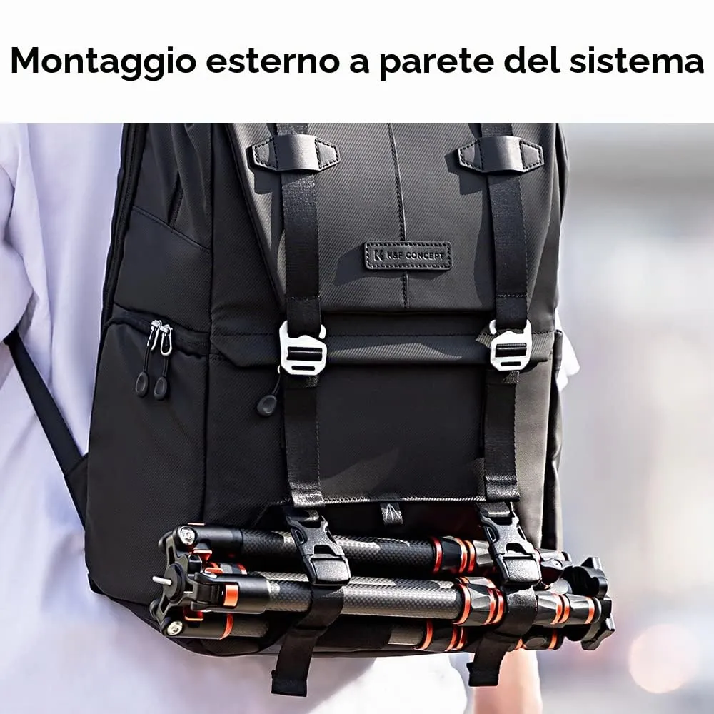 K&F Concept Zaino Fotografico Professionale Impermeabile Antifurto, 20 Litri, Nero - immagine 7