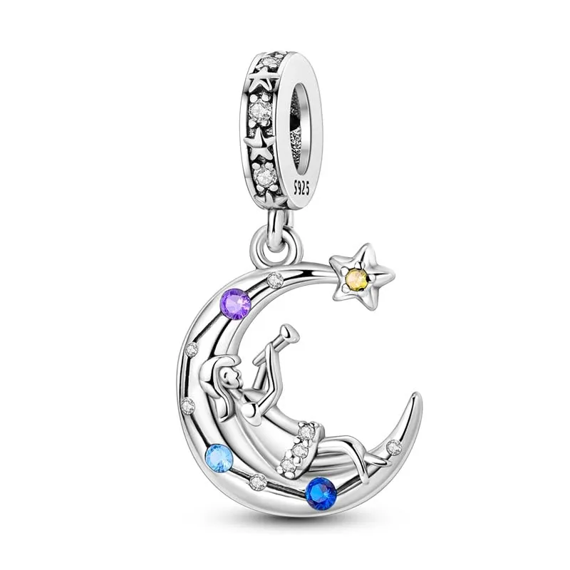 TINSLO Bead Charm Ciondolo Argento Sterling 925 con Cubic Zirconia per Braccialetti e Collane Europei - immagine 1