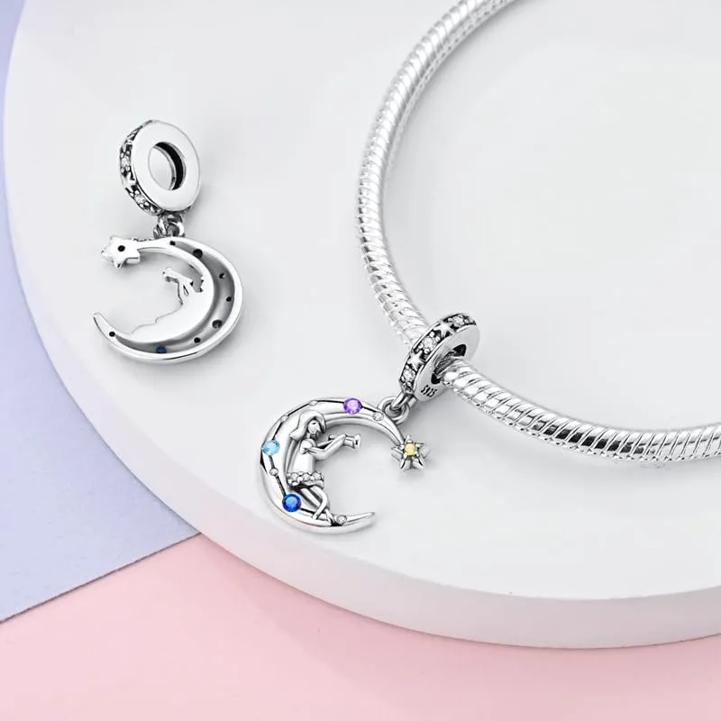 TINSLO Bead Charm Ciondolo Argento Sterling 925 con Cubic Zirconia per Braccialetti e Collane Europei - immagine 2