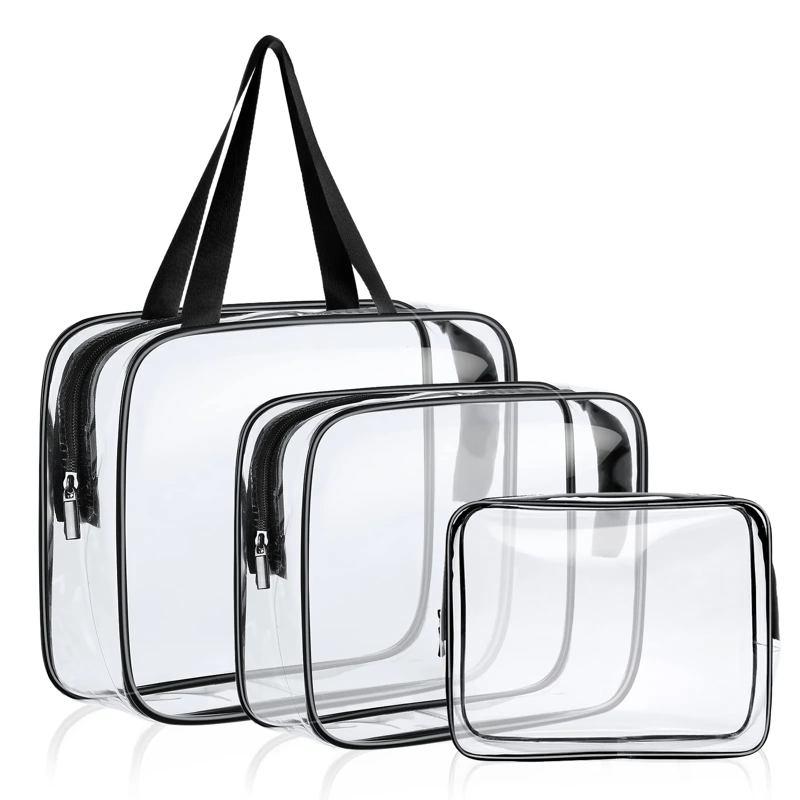 Aucuu Beauty Case Trasparente, Set di 3 Borse da Toilette Impermeabili per Viaggio e Cosmetici - immagine 1