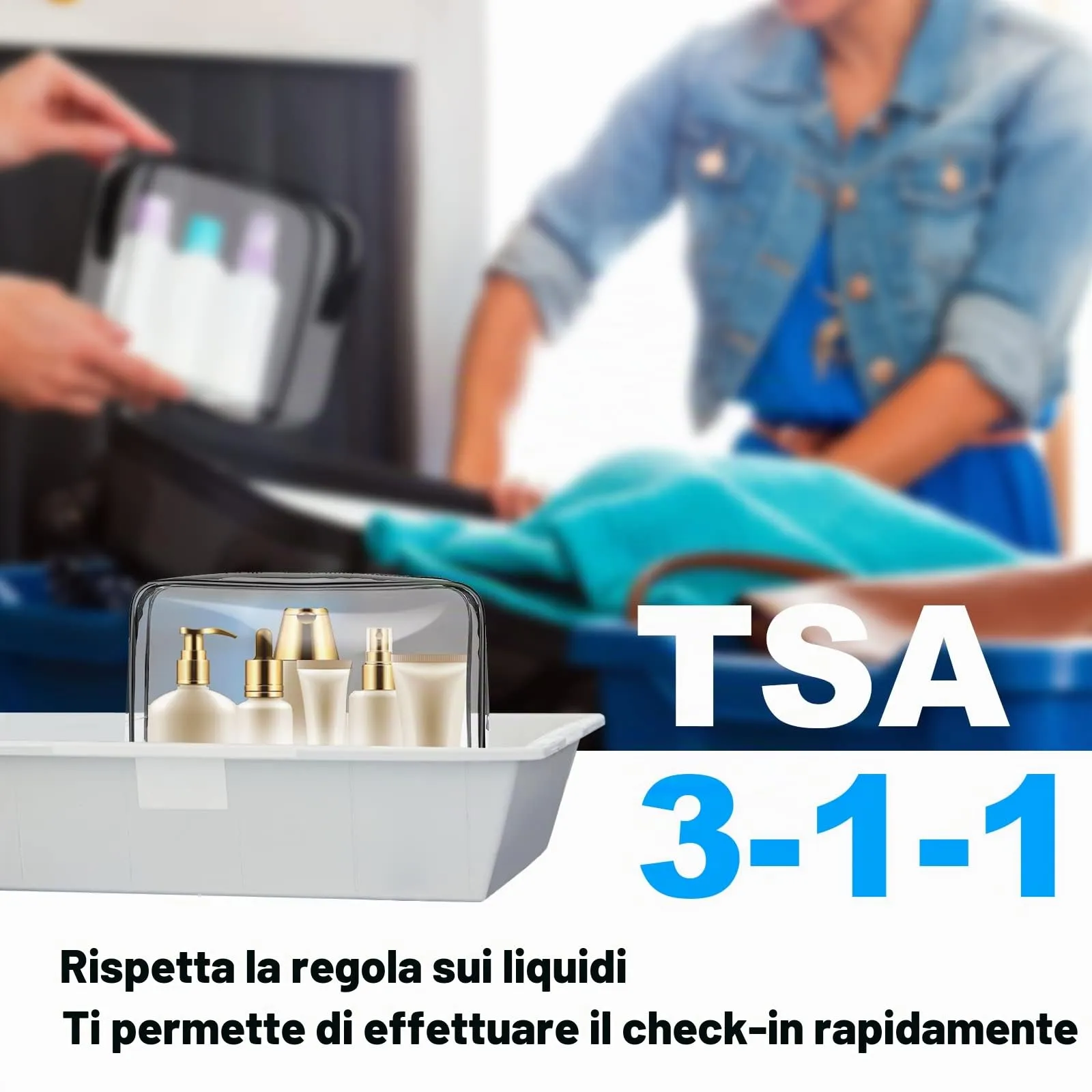 Aucuu Beauty Case Trasparente, Set di 3 Borse da Toilette Impermeabili per Viaggio e Cosmetici - immagine 9