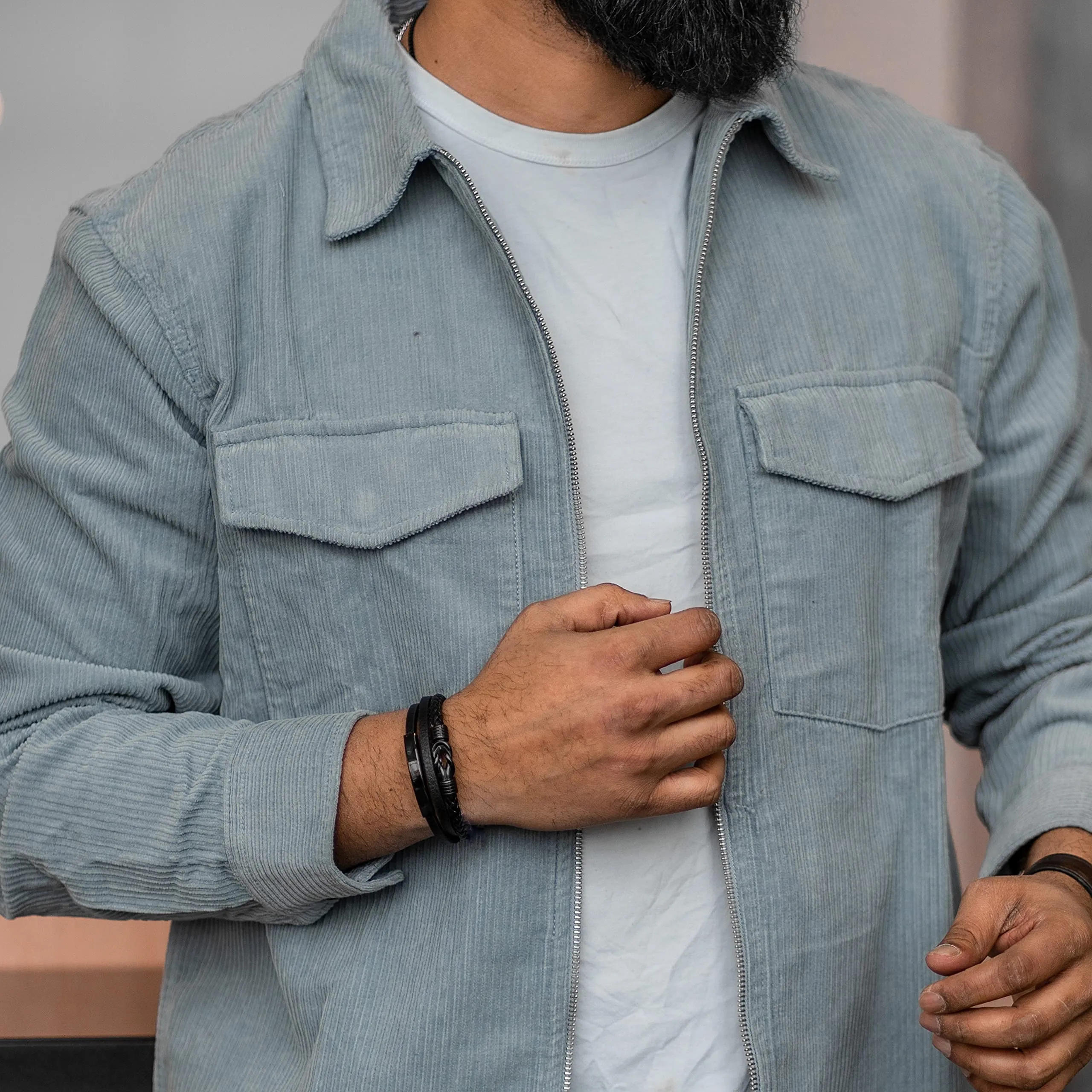 SERASAR Bracciale Uomo in Cuoio Nero, 17cm - immagine 4