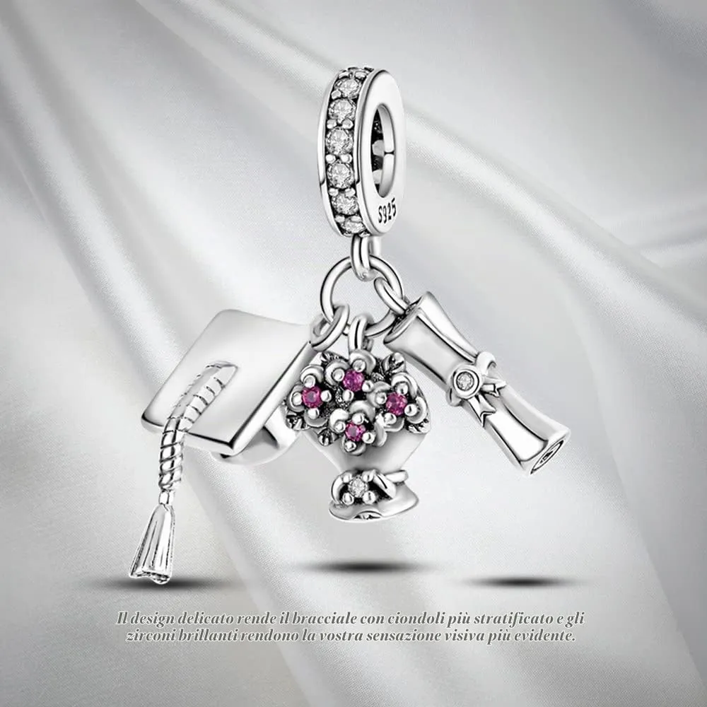 Pandach Bead Charm Ciondolo Argento Sterling 925 con Cubic Zirconia per Braccialetti e Collane Europee - immagine 2