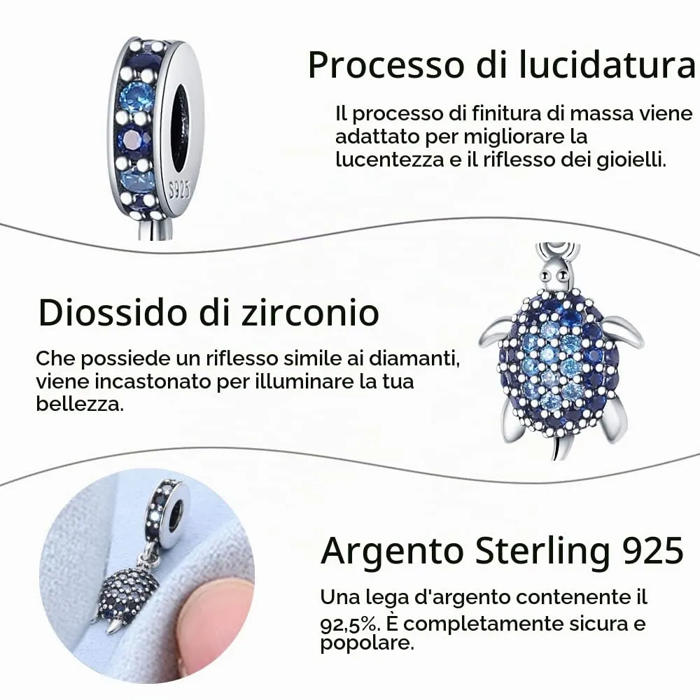 TINSLO Bead Charm in Argento Sterling 925 con Cubic Zirconia per Braccialetti e Collane Europei - immagine 4