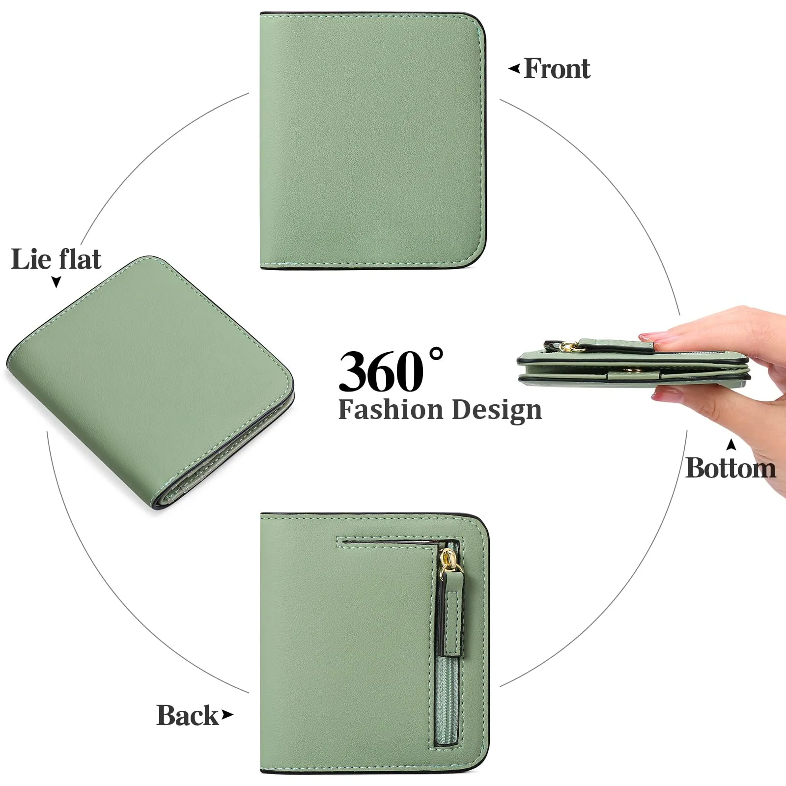 GAEKEAO Portafoglio da Donna in Pelle con Blocco RFID, Portamonete con Cerniera, 7 Scomparti per Carte e Finestra ID - immagine 4