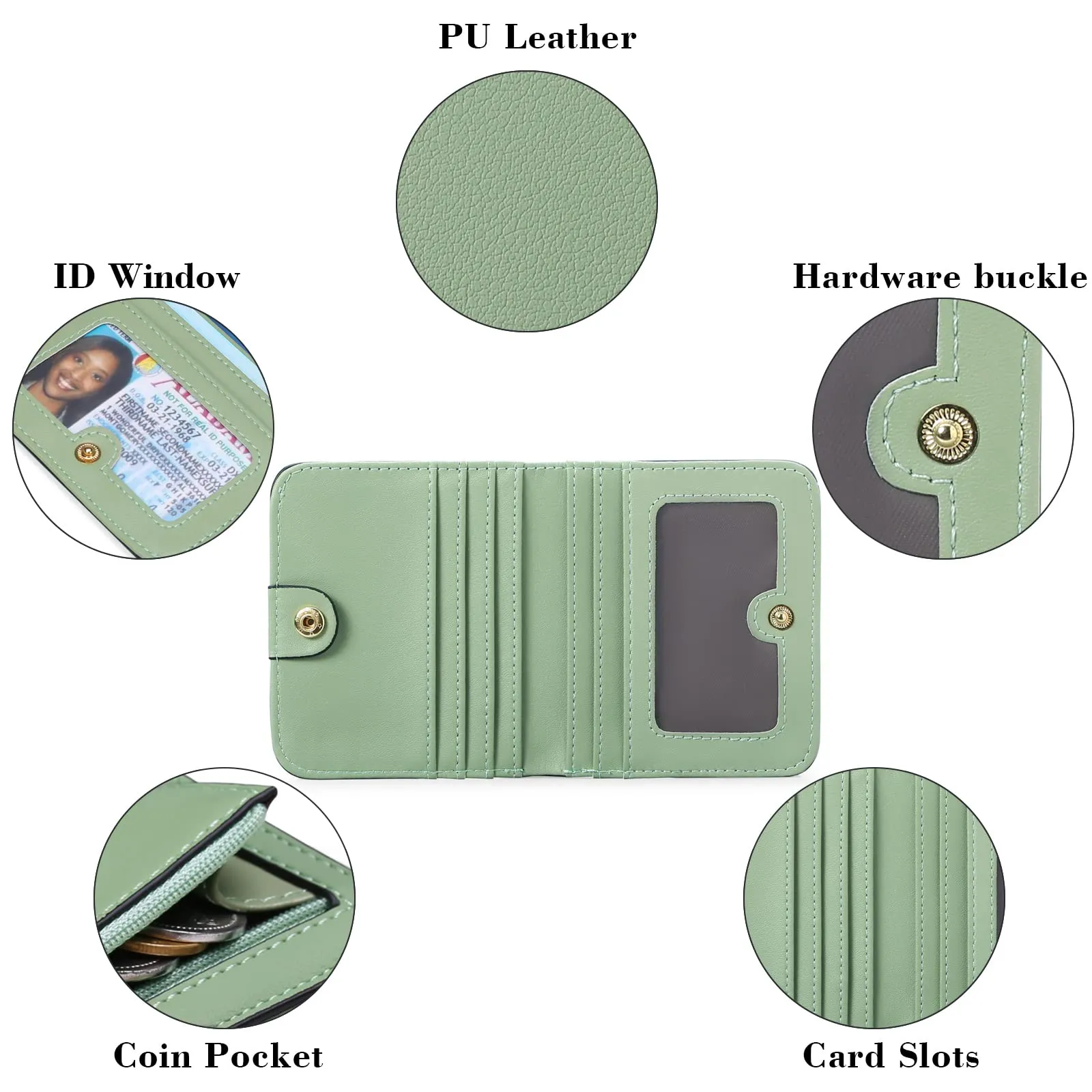 GAEKEAO Portafoglio da Donna in Pelle con Blocco RFID, Portamonete con Cerniera, 7 Scomparti per Carte e Finestra ID - immagine 6