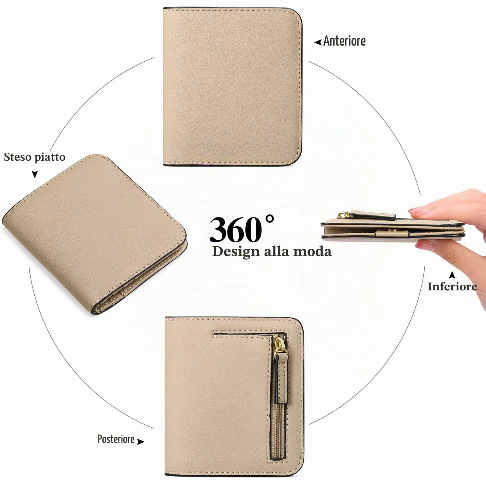 GAEKEAO Portafoglio da Donna in Pelle con Blocco RFID, 7 Scomparti per Carte, Finestra ID e Tasca con Cerniera - immagine 4