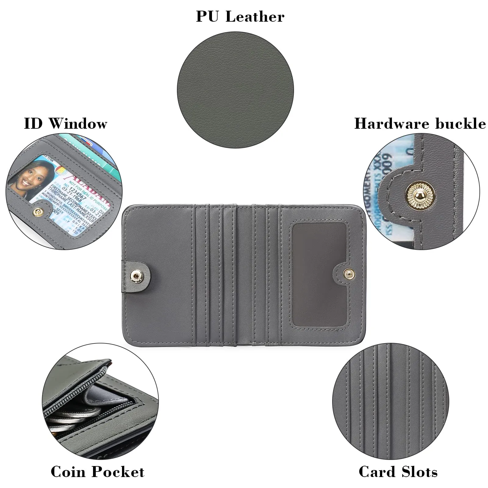 GAEKEAO Portafoglio da Donna in Pelle con Blocco RFID, 7 Scomparti per Carte e Tasca con Cerniera - immagine 3