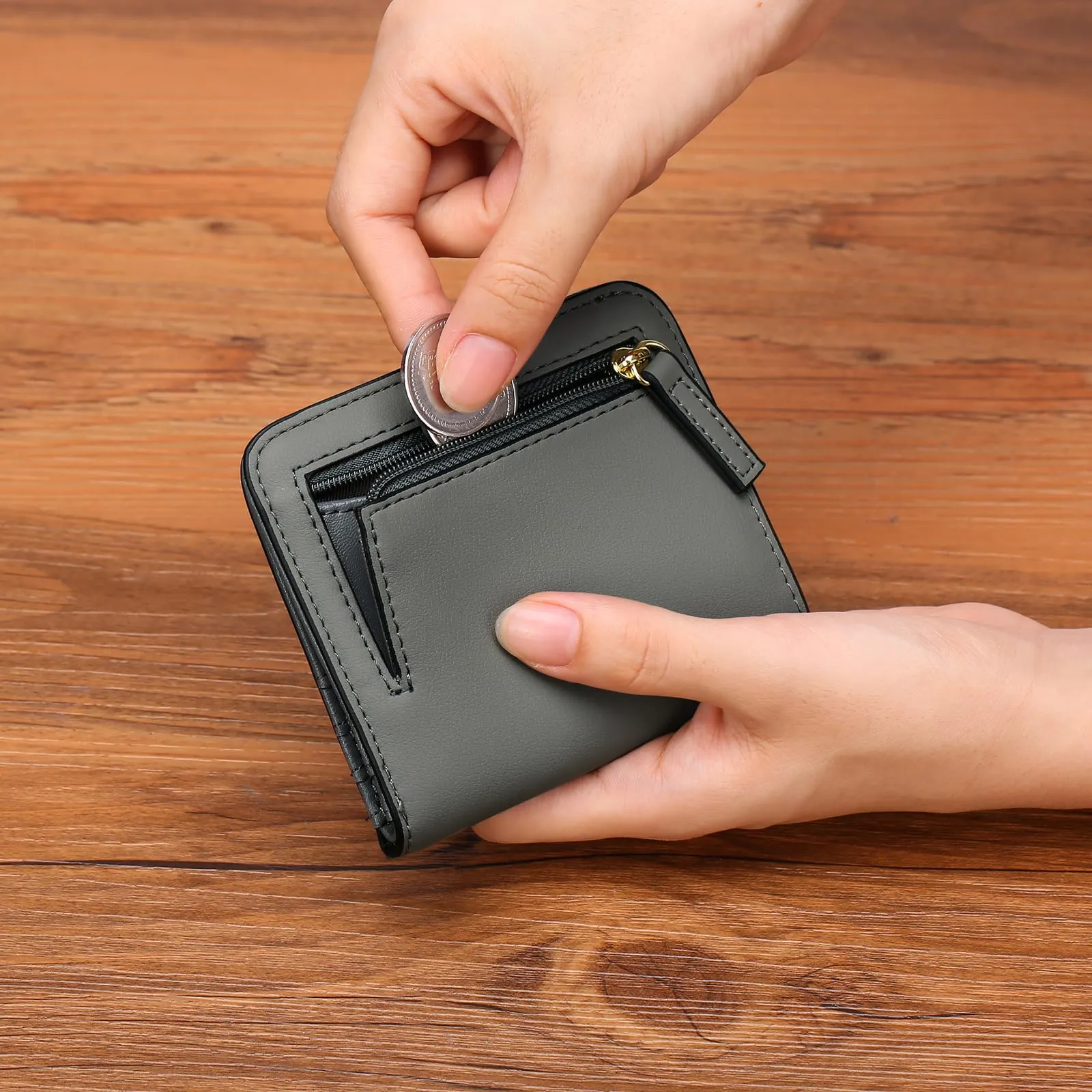GAEKEAO Portafoglio da Donna in Pelle con Blocco RFID, 7 Scomparti per Carte e Tasca con Cerniera - immagine 6