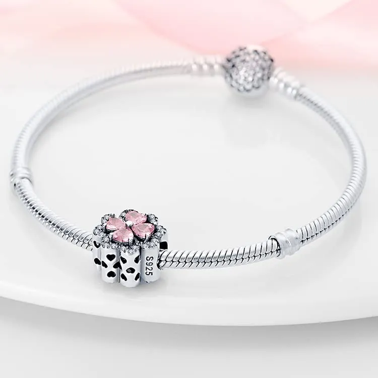 TINSLO Bead Charm in Argento Sterling 925 con Cubic Zirconia, Compatibile con Braccialetti e Collane Europei - immagine 3