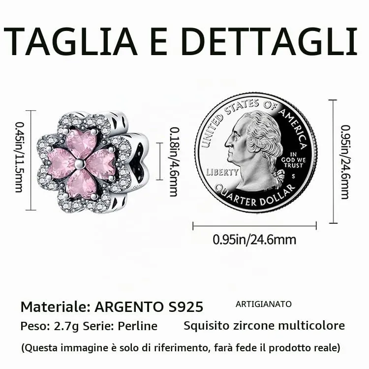 TINSLO Bead Charm in Argento Sterling 925 con Cubic Zirconia, Compatibile con Braccialetti e Collane Europei - immagine 5