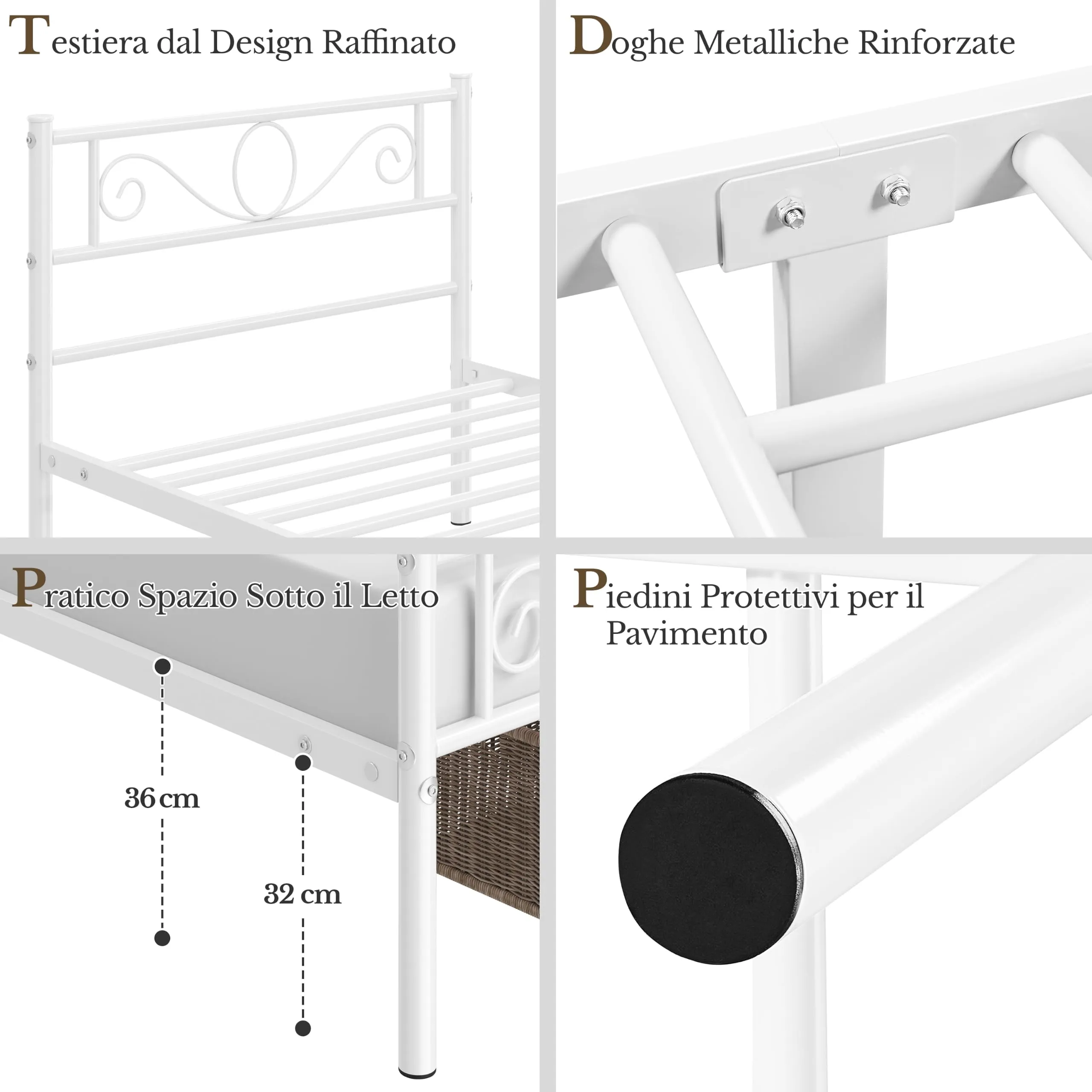 Yaheetech Struttura Letto Singolo in Ferro 90 x 190 cm - immagine 3