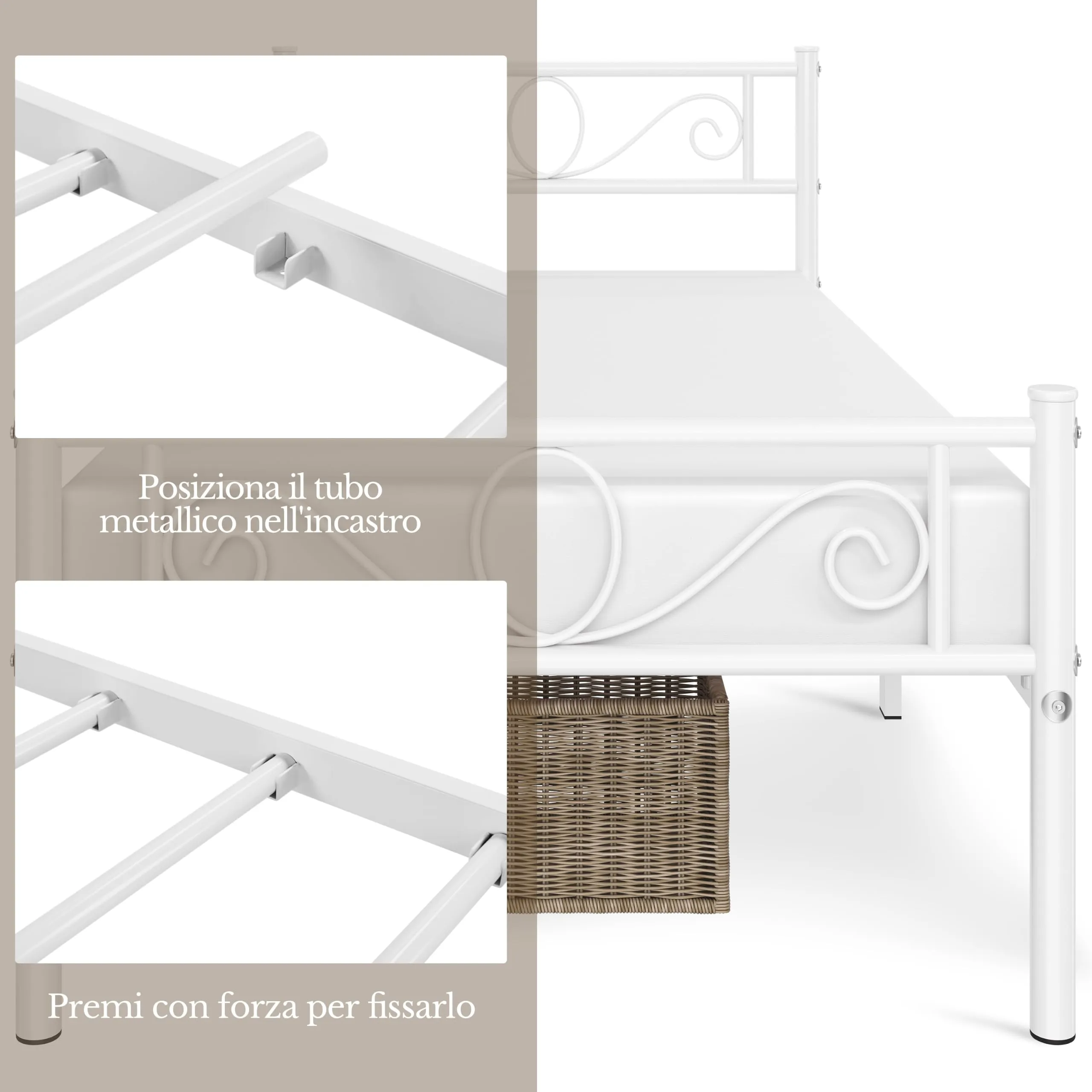 Yaheetech Struttura Letto Singolo in Ferro 90 x 190 cm - immagine 4