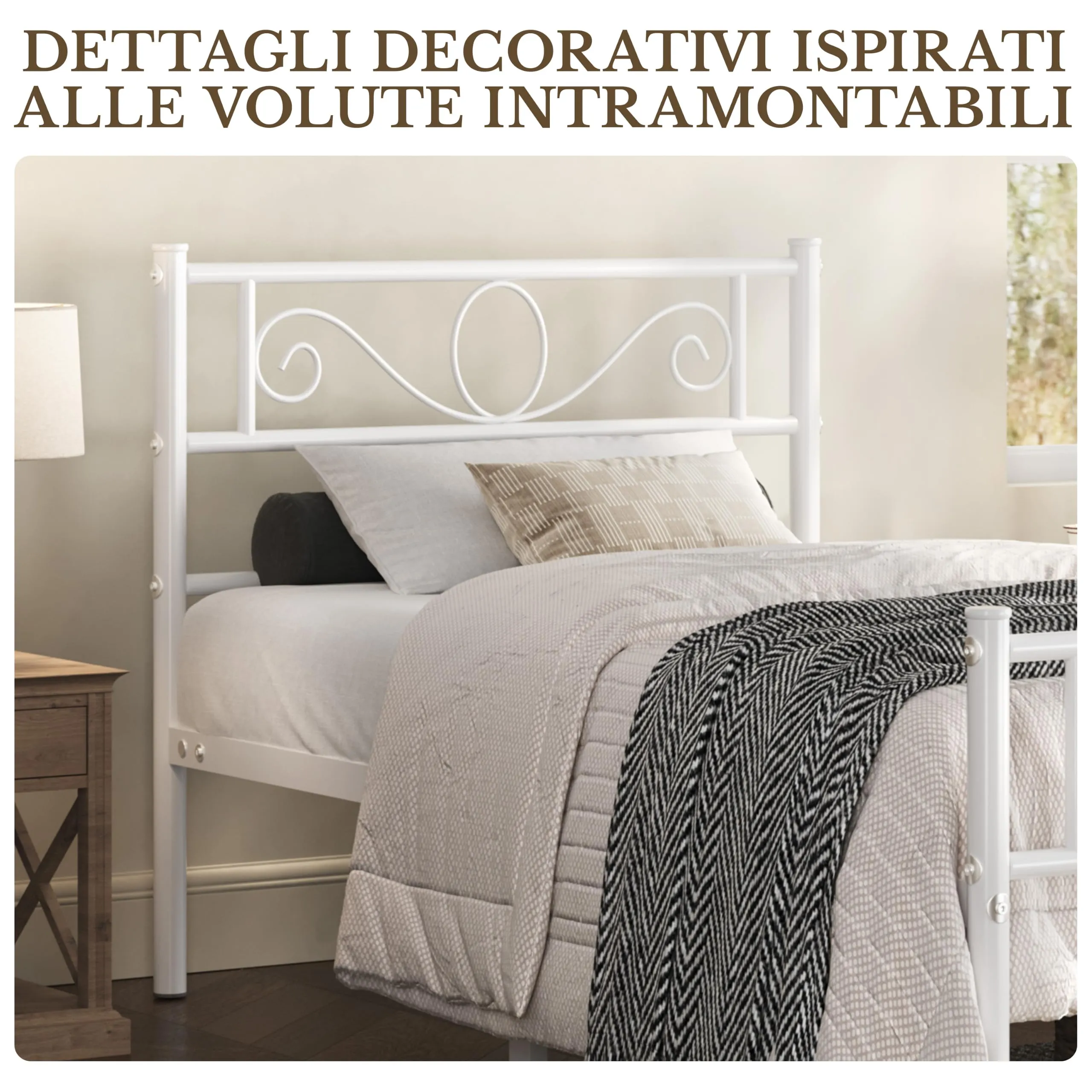 Yaheetech Struttura Letto Singolo in Ferro 90 x 190 cm - immagine 5