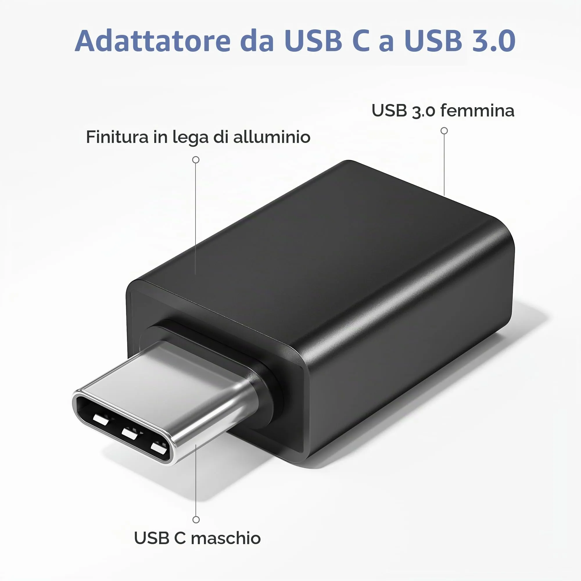 BASESAILOR Adattatore USB-C a USB 3.2 Femmina OTG, 3 Pezzi - immagine 2