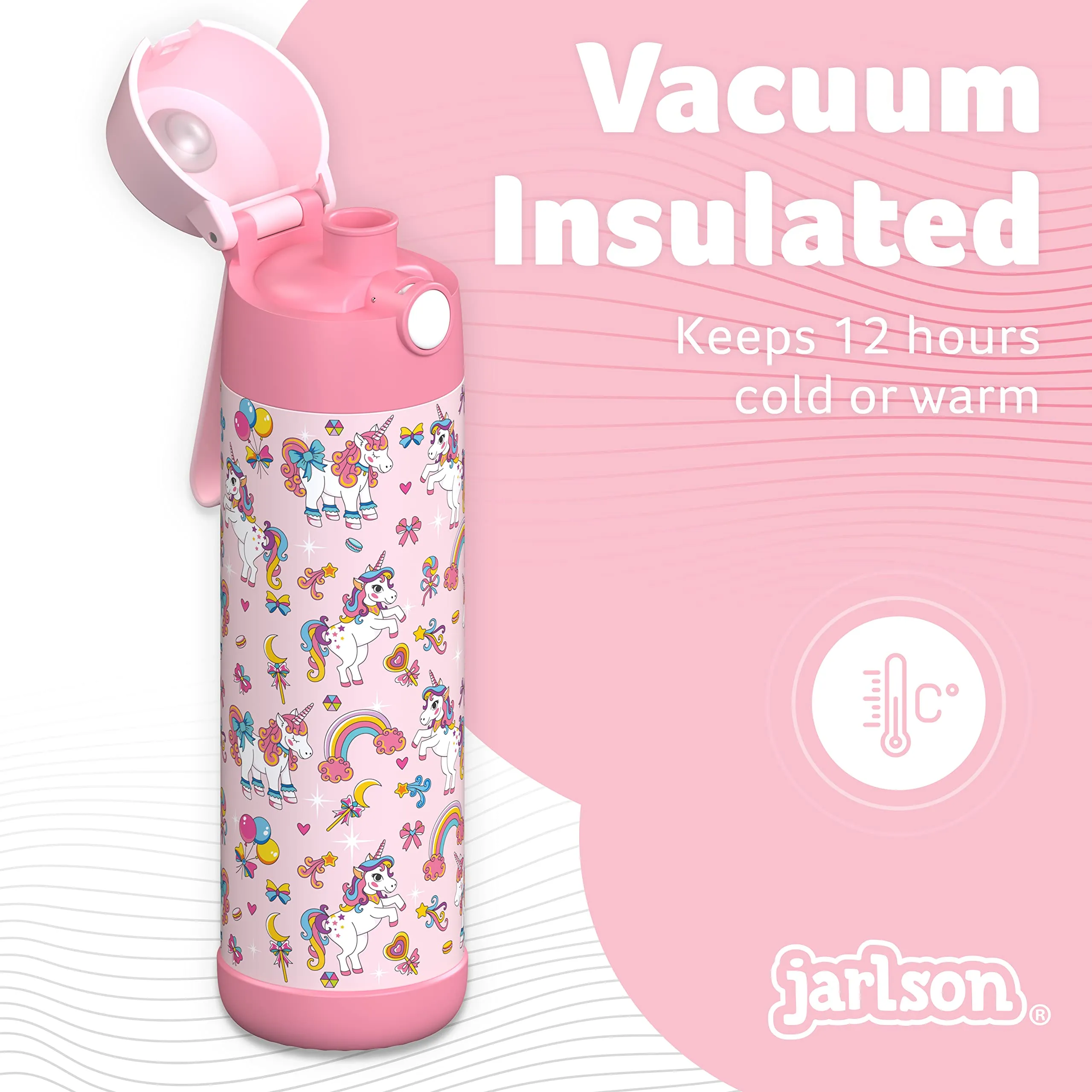 Jarlson Borraccia Termica Bambini Mali 500ml Acciaio Inox - Unicorno 1 - immagine 2