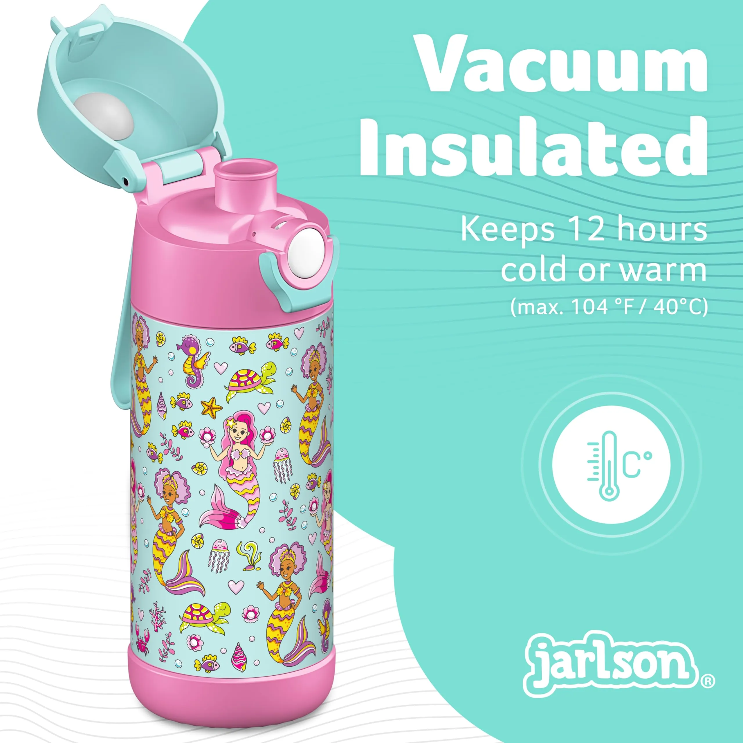 Jarlson Borraccia Termica Bambini Mali 350ml Acciaio Inox (Sirena) - immagine 2