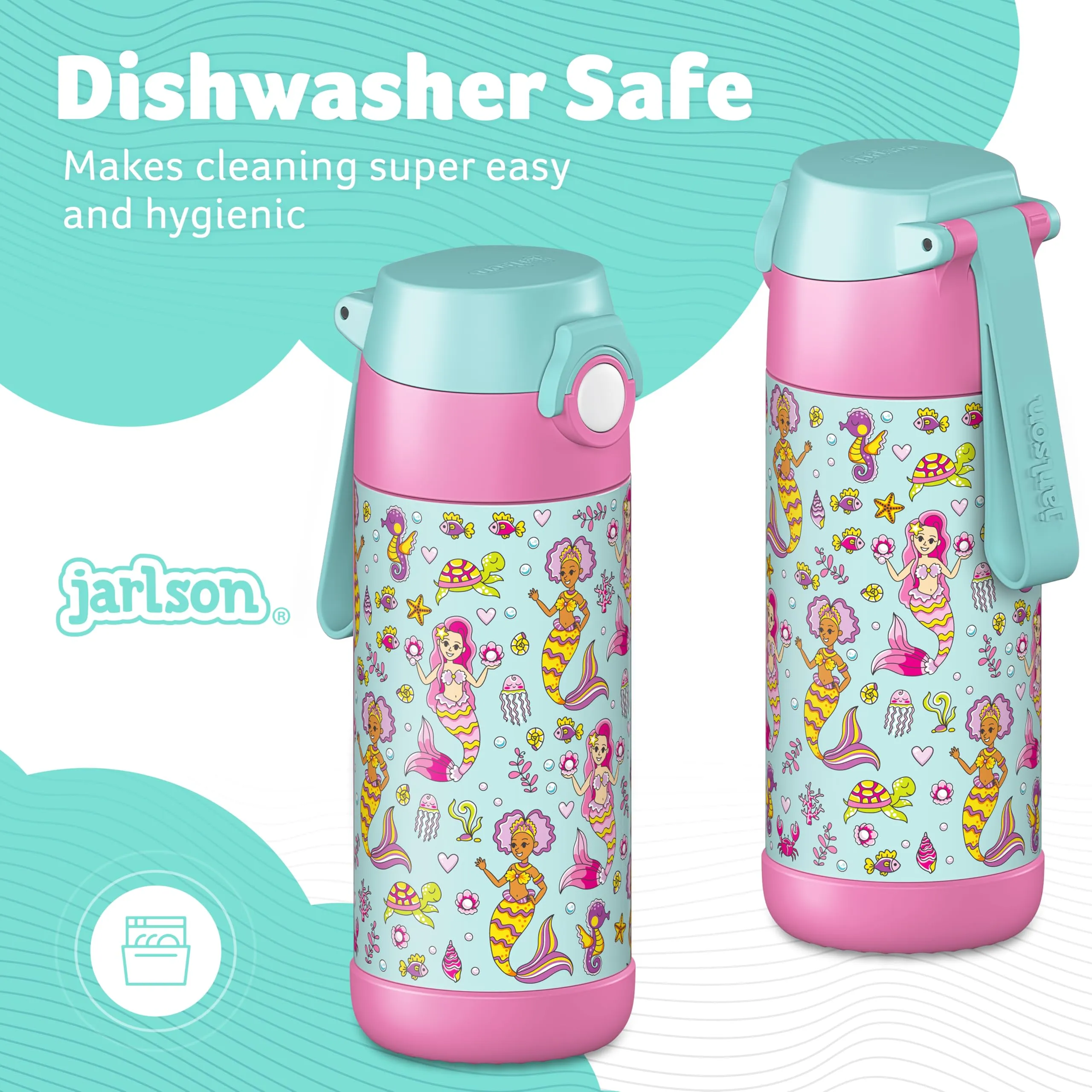 Jarlson Borraccia Termica Bambini Mali 350ml Acciaio Inox (Sirena) - immagine 4
