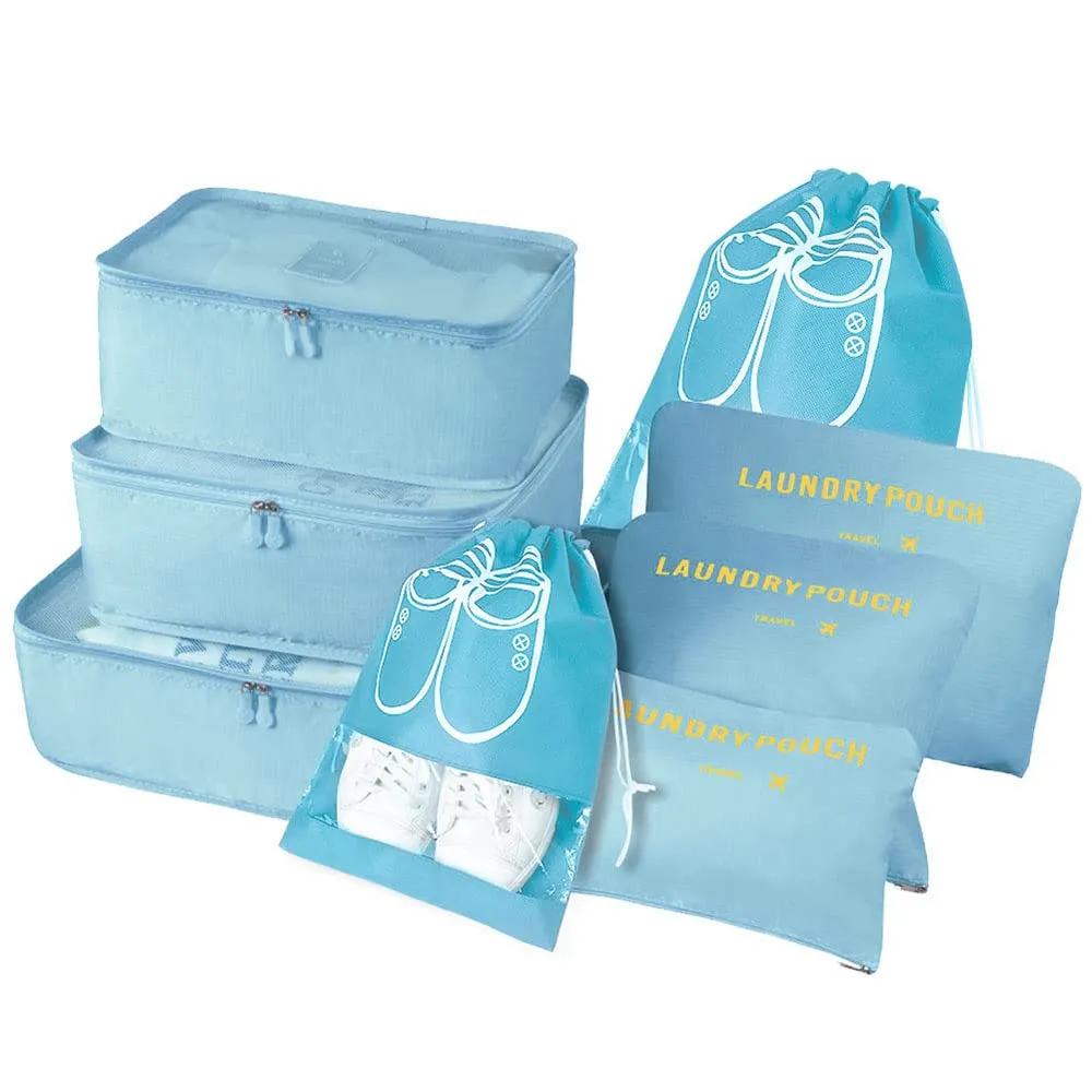 Vicloon Set Organizer per Valigie 8 in 1, Packing Cubes per Viaggio, Vestiti, Scarpe e Cosmetici - immagine 1