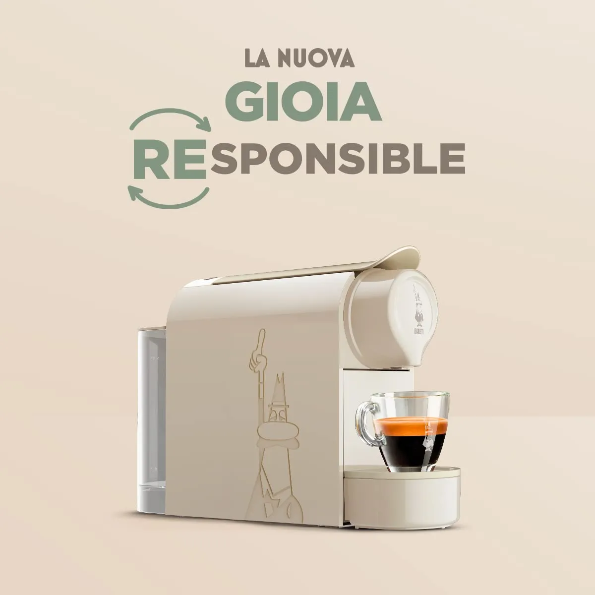 Bialetti Gioia Macchina Caffè Espresso per Capsule, Tortora - immagine 2