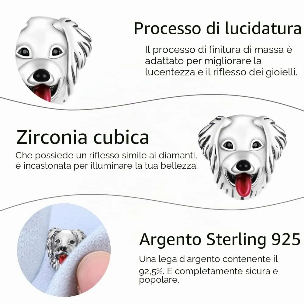 TINSLO Bead Charm in Argento Sterling 925 e Cubic Zirconia per Braccialetti e Collane Europee - immagine 4