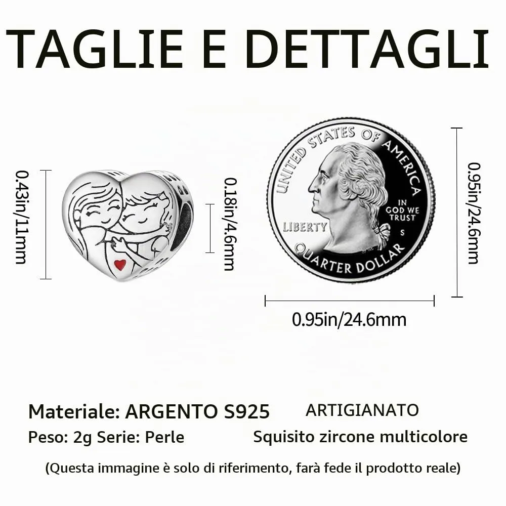 Pandach Bead Charm in Argento Sterling 925 con Cubic Zirconia, Compatibile con Braccialetti e Collane Europei - immagine 4
