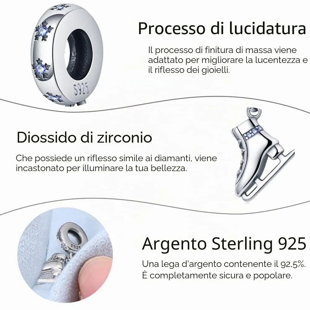 Pandach Bead Charm in Argento Sterling 925 con Cubic Zirconia per Braccialetti e Collane Pandora e Europei - immagine 4