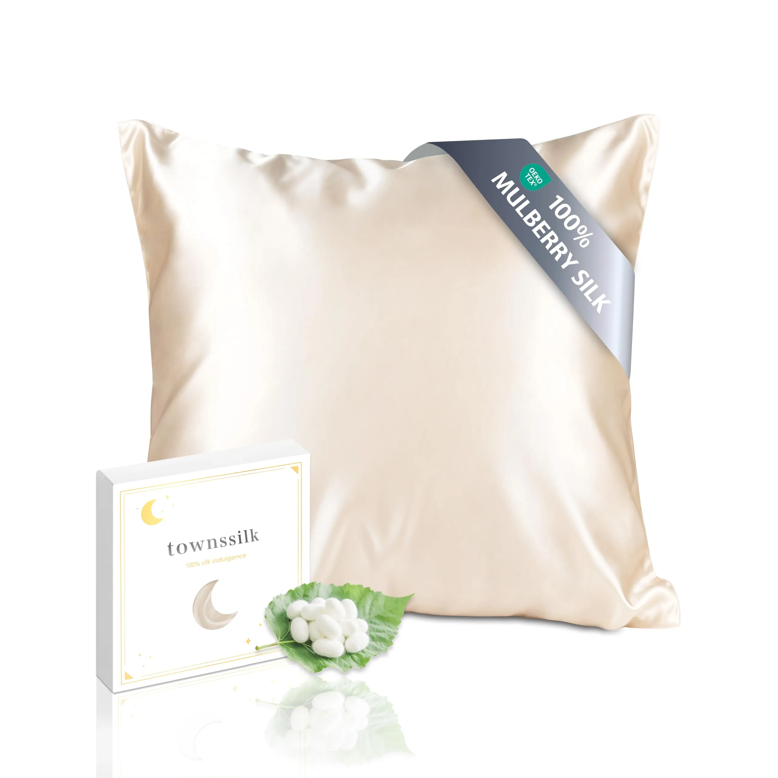 townssilk Federa in Seta di Gelso 19 Momme, Doppia Faccia, 80x80cm, Tortora - immagine 1