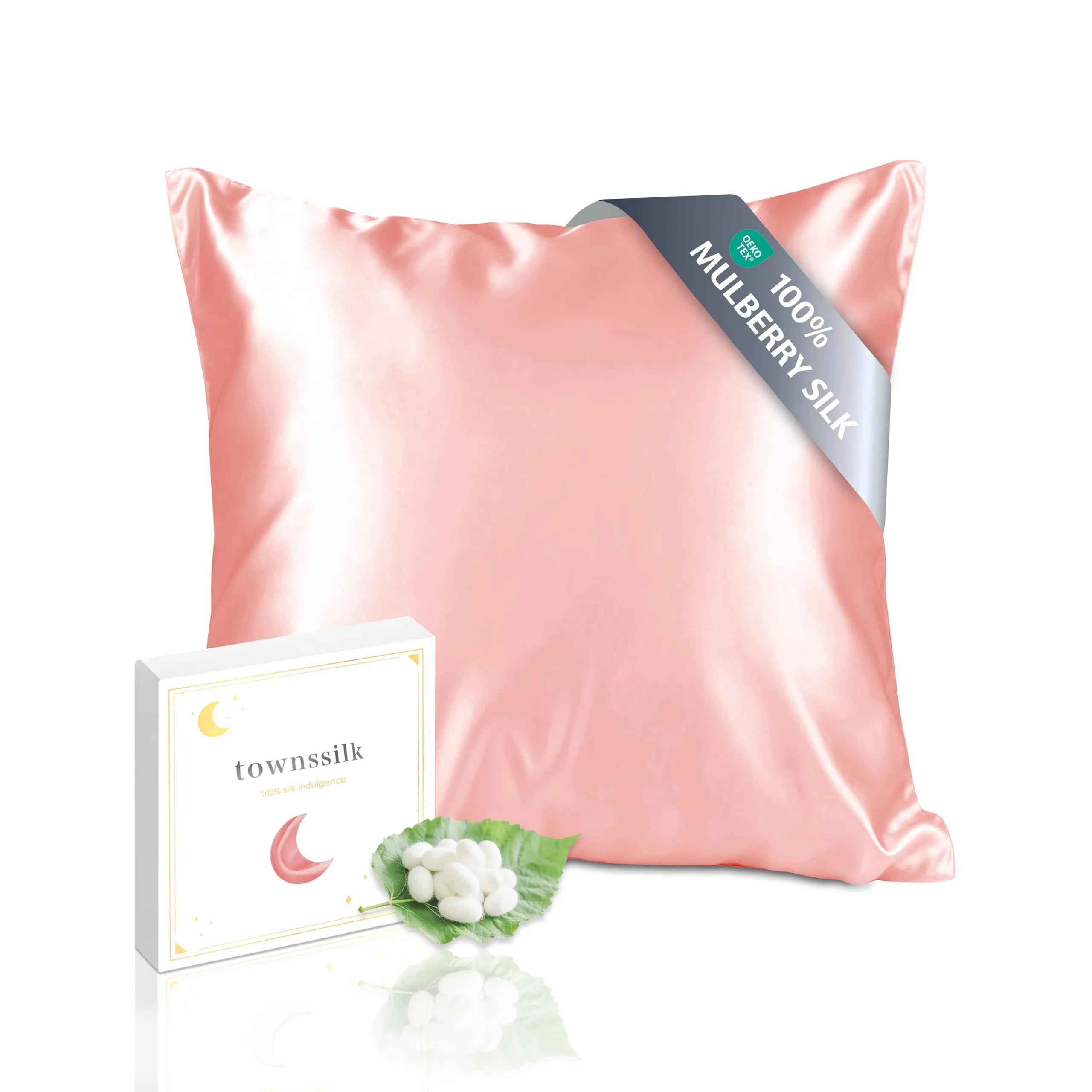 townssilk Federa in seta di gelso 19 momme, 60x60cm, Salmone - immagine 1