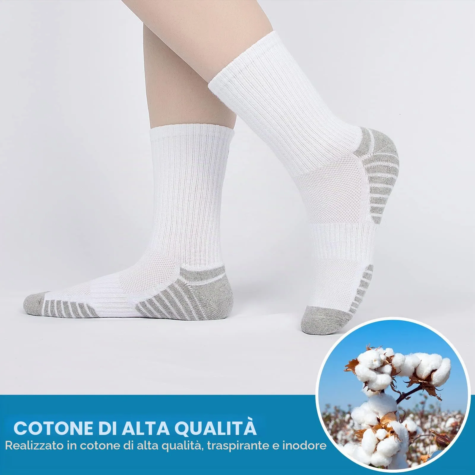 TANSTC Calzini Termici Invernali Uomo Donna, Cotone, 47-50, Bianco, 6 Paia - immagine 4
