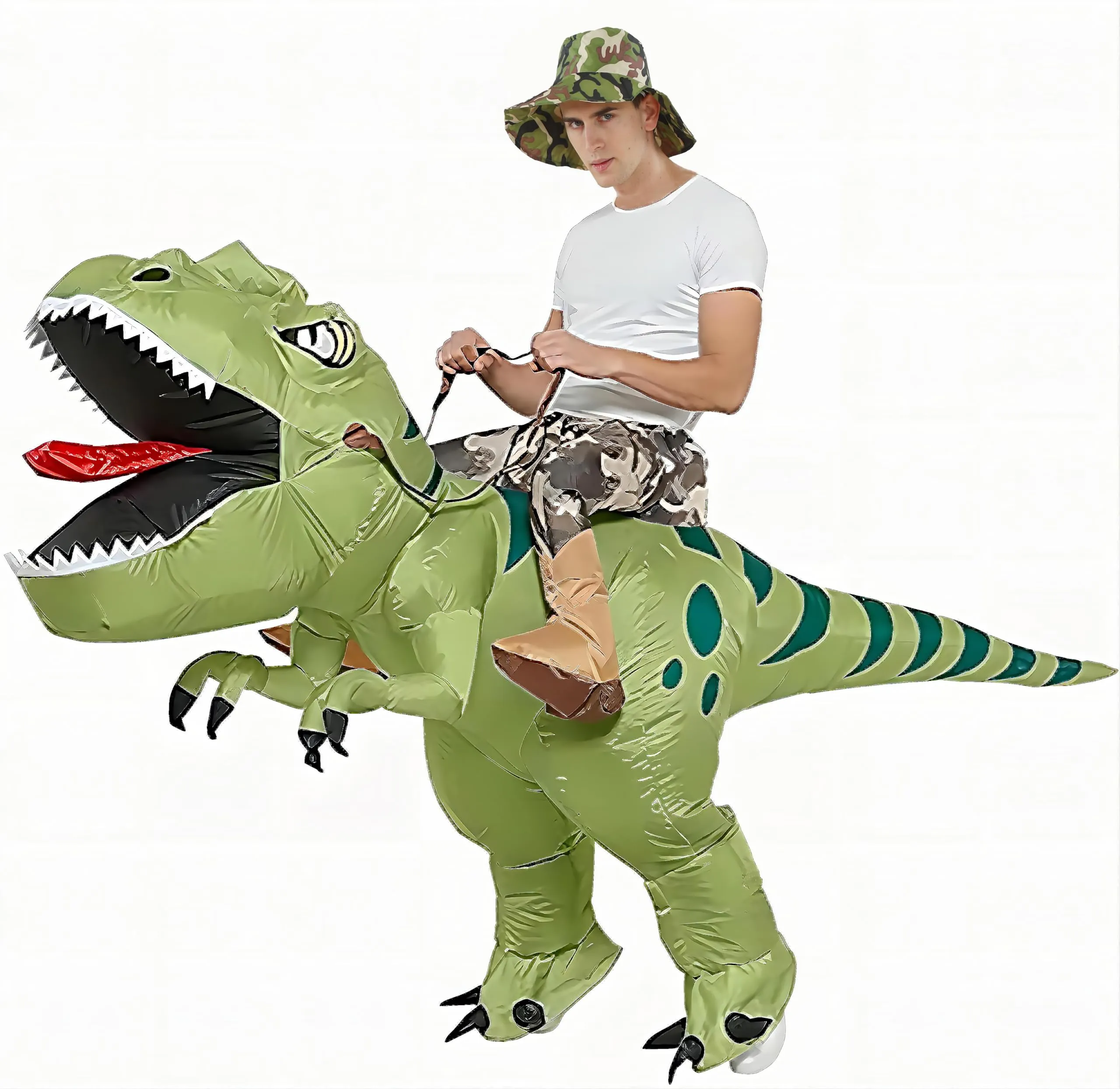 FXICH Costume gonfiabile da dinosauro per adulti, 150cm-190cm - immagine 1