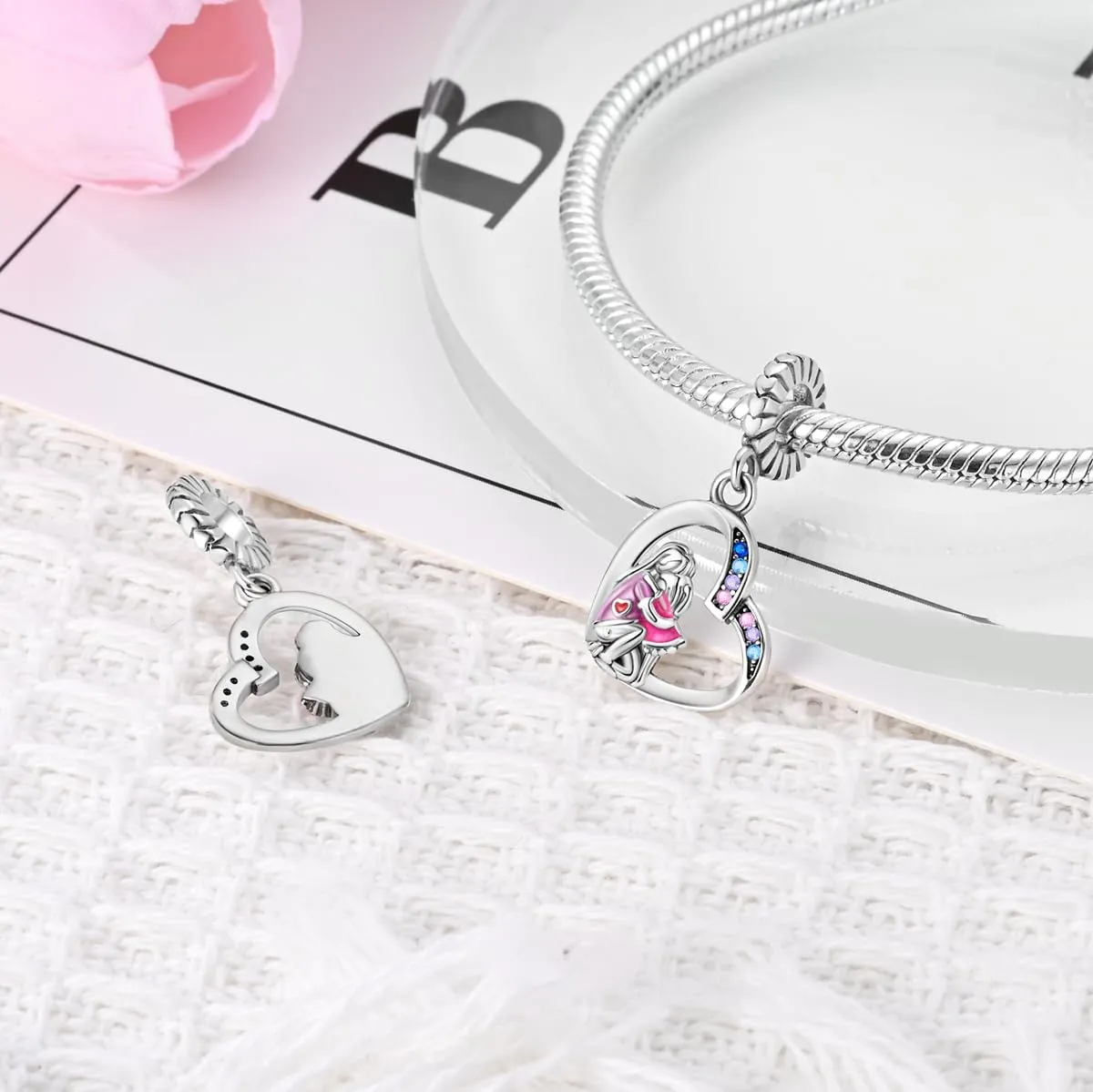 TINSLO Bead Charm in Argento Sterling 925 con Cubic Zirconia, Compatibile con Braccialetti e Collane Europee - immagine 2