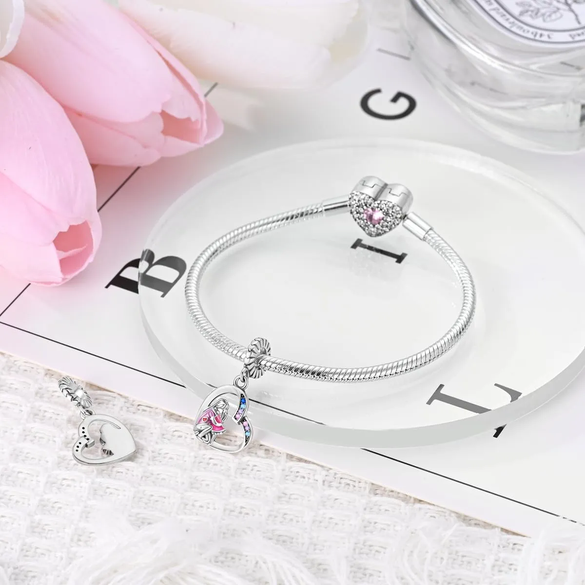 TINSLO Bead Charm in Argento Sterling 925 con Cubic Zirconia, Compatibile con Braccialetti e Collane Europee - immagine 3