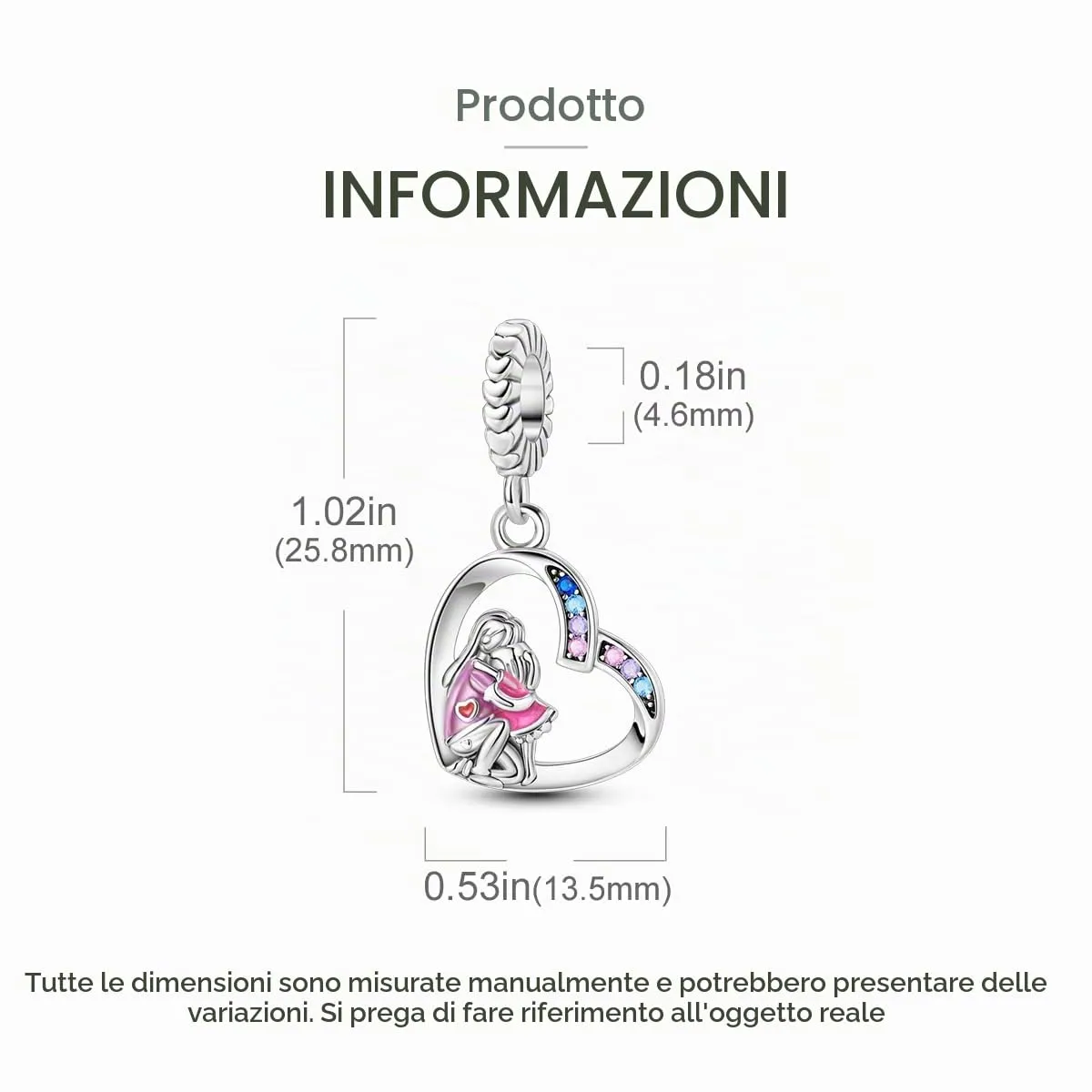 TINSLO Bead Charm in Argento Sterling 925 con Cubic Zirconia, Compatibile con Braccialetti e Collane Europee - immagine 5