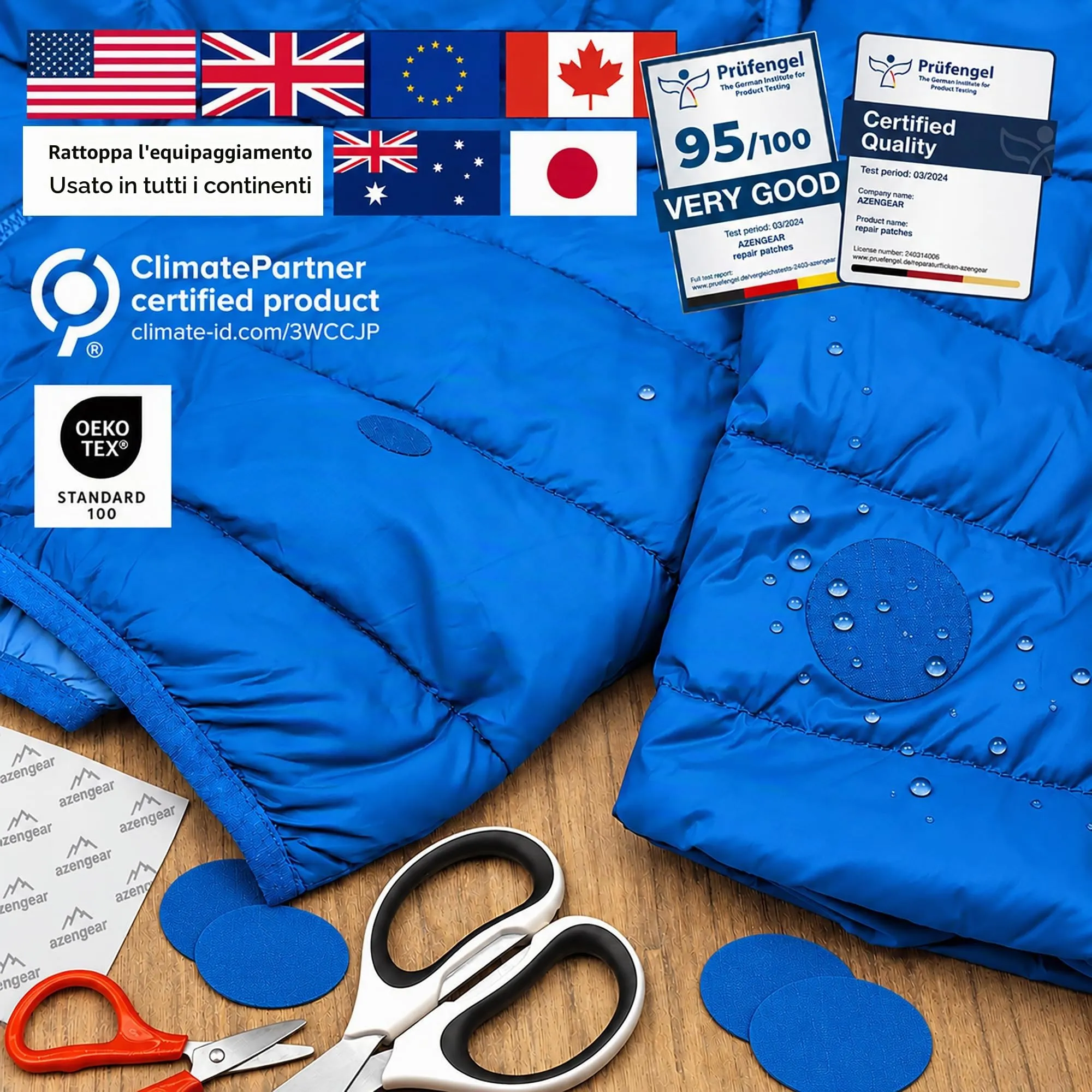 aZengear Toppe di Riparazione Impermeabili per Piumino e Tenda, 11 Pezzi, Blu - immagine 4