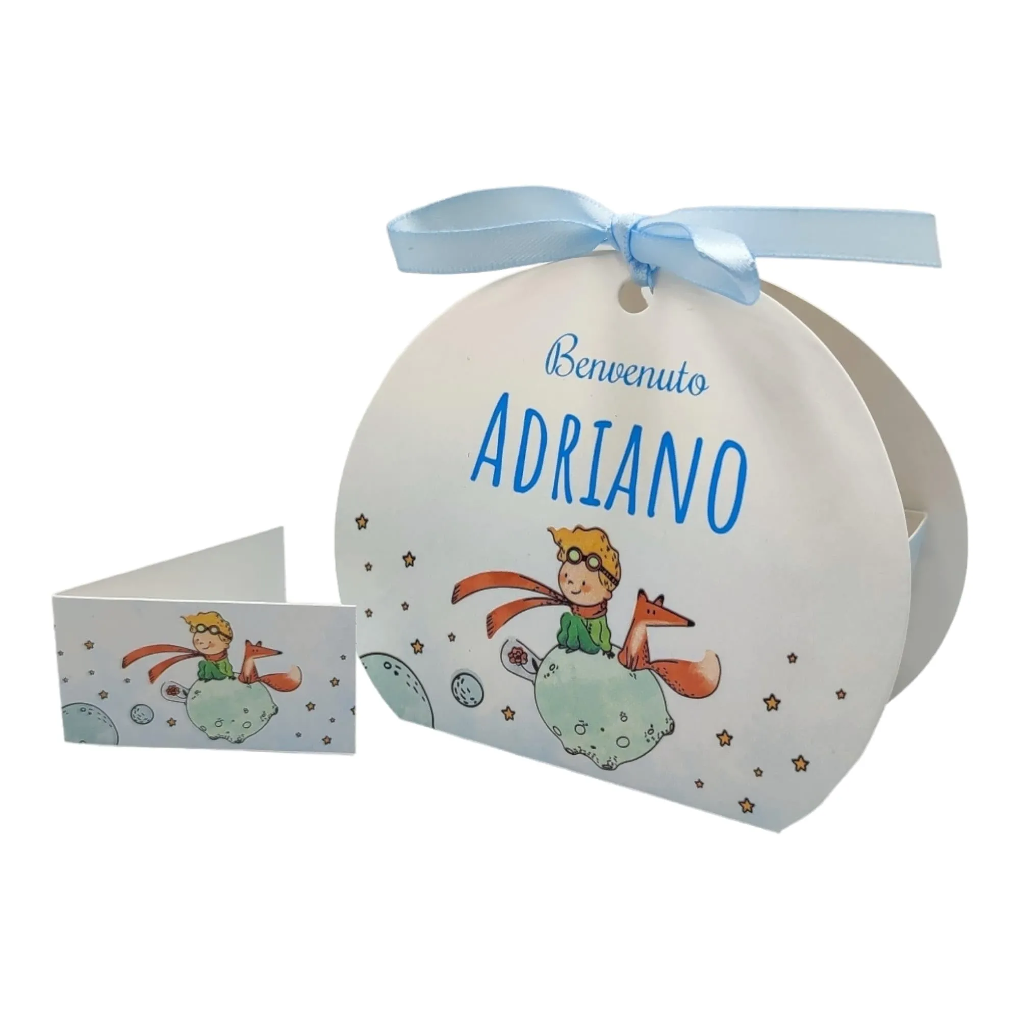 PV Grafik Scatoline Portaconfetti Nascita e Battesimo Personalizzate, Set da 48 pezzi con Bigliettino e Nastrino, Tunna06 - immagine 1