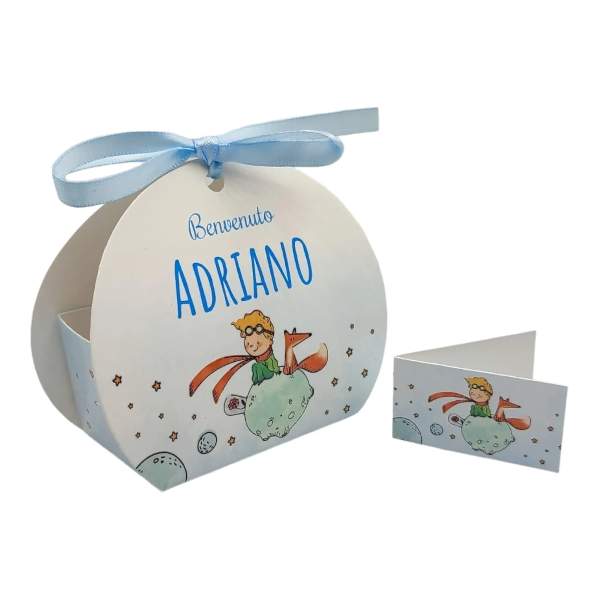 PV Grafik Scatoline Portaconfetti Nascita e Battesimo Personalizzate, Set da 48 pezzi con Bigliettino e Nastrino, Tunna06 - immagine 5