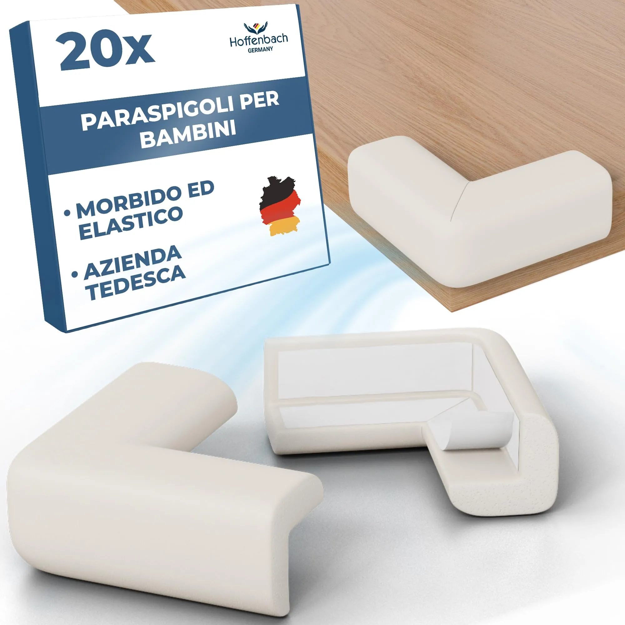 Hoffenbach Paraspigoli Angolari in Gomma per Bambini, 20 Pezzi, Bianco - immagine 1