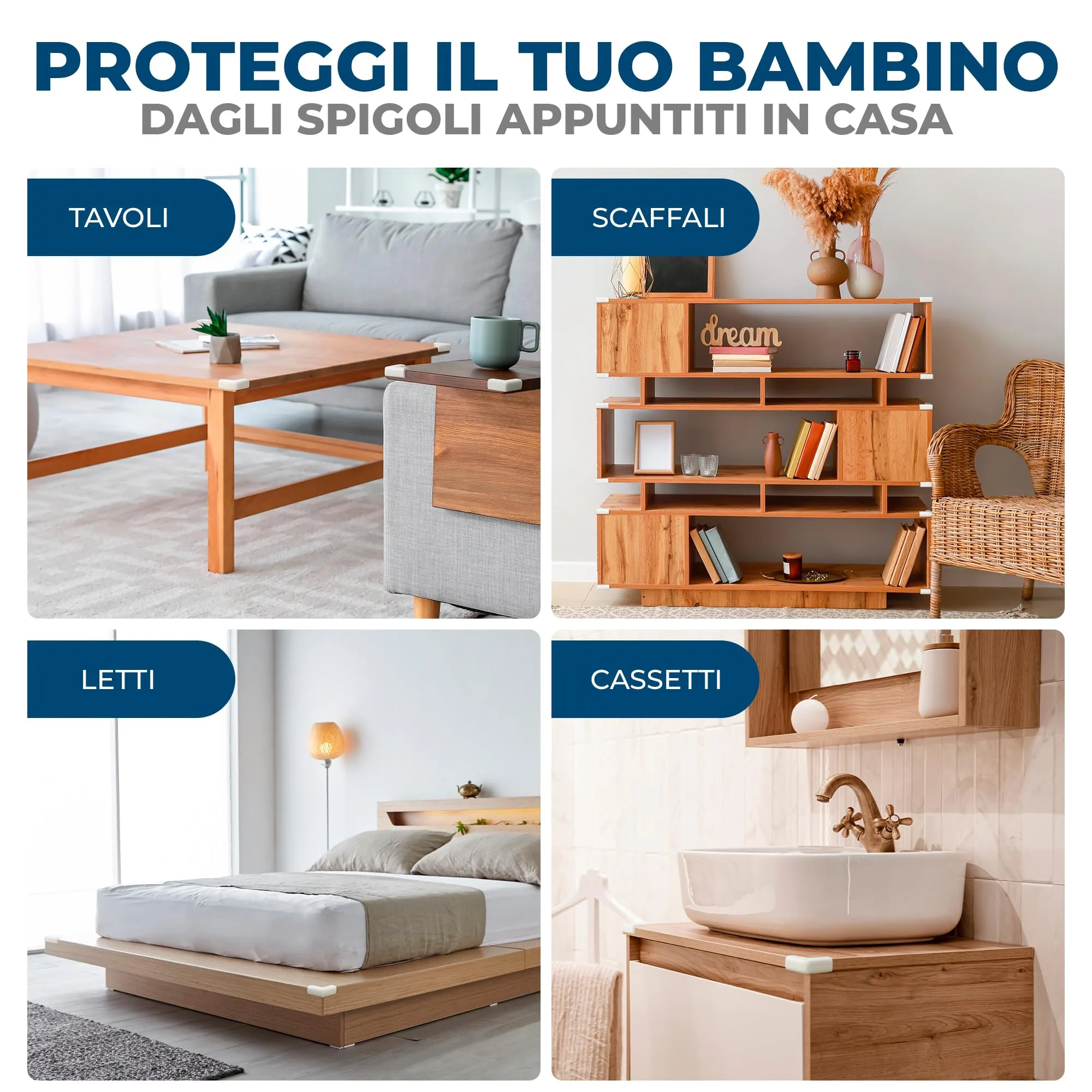 Hoffenbach Paraspigoli Angolari in Gomma per Bambini, 20 Pezzi, Bianco - immagine 5