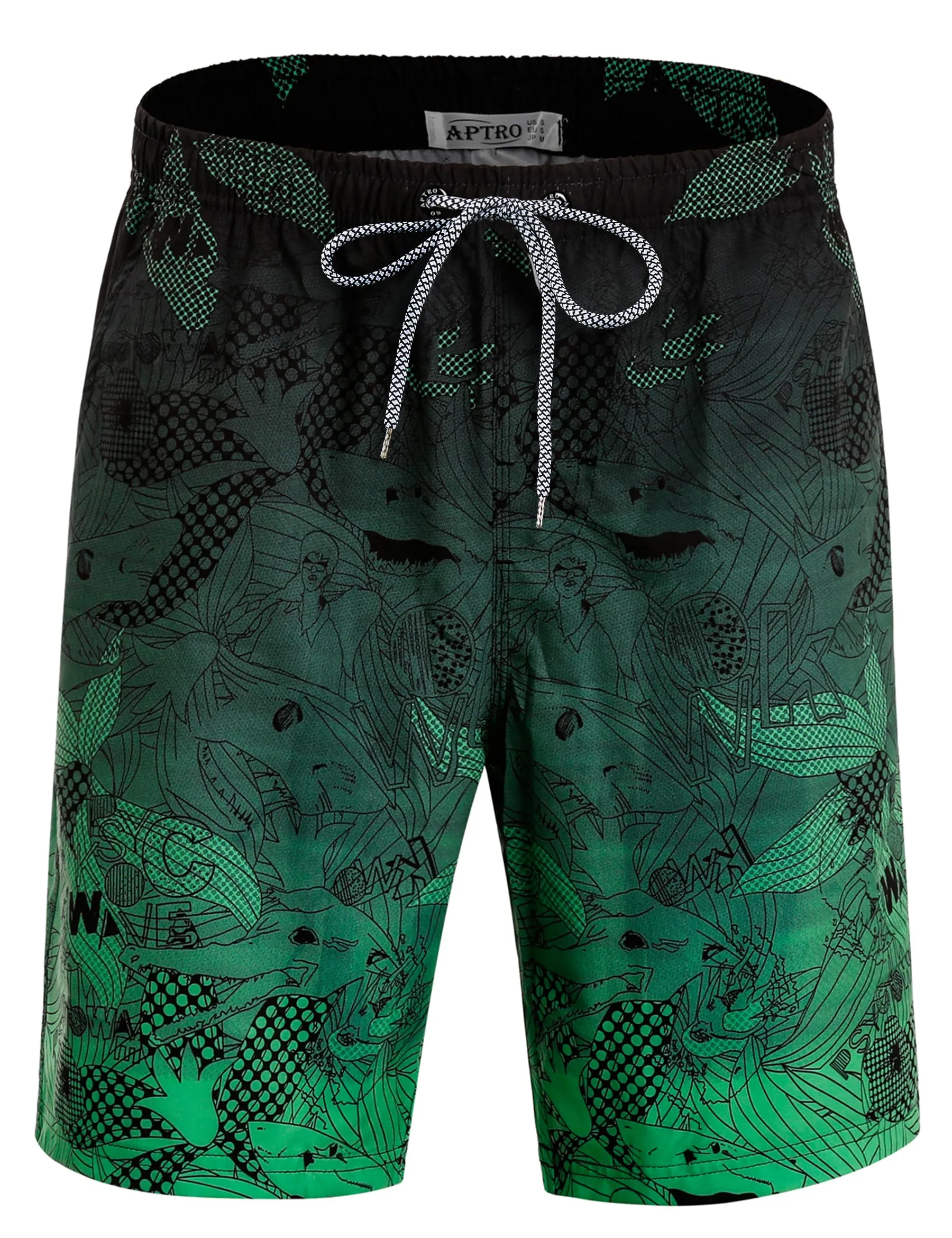 APTRO Pantaloncini da Bagno Uomo Stampa Hawaiana Verde BS023 XL - immagine 1
