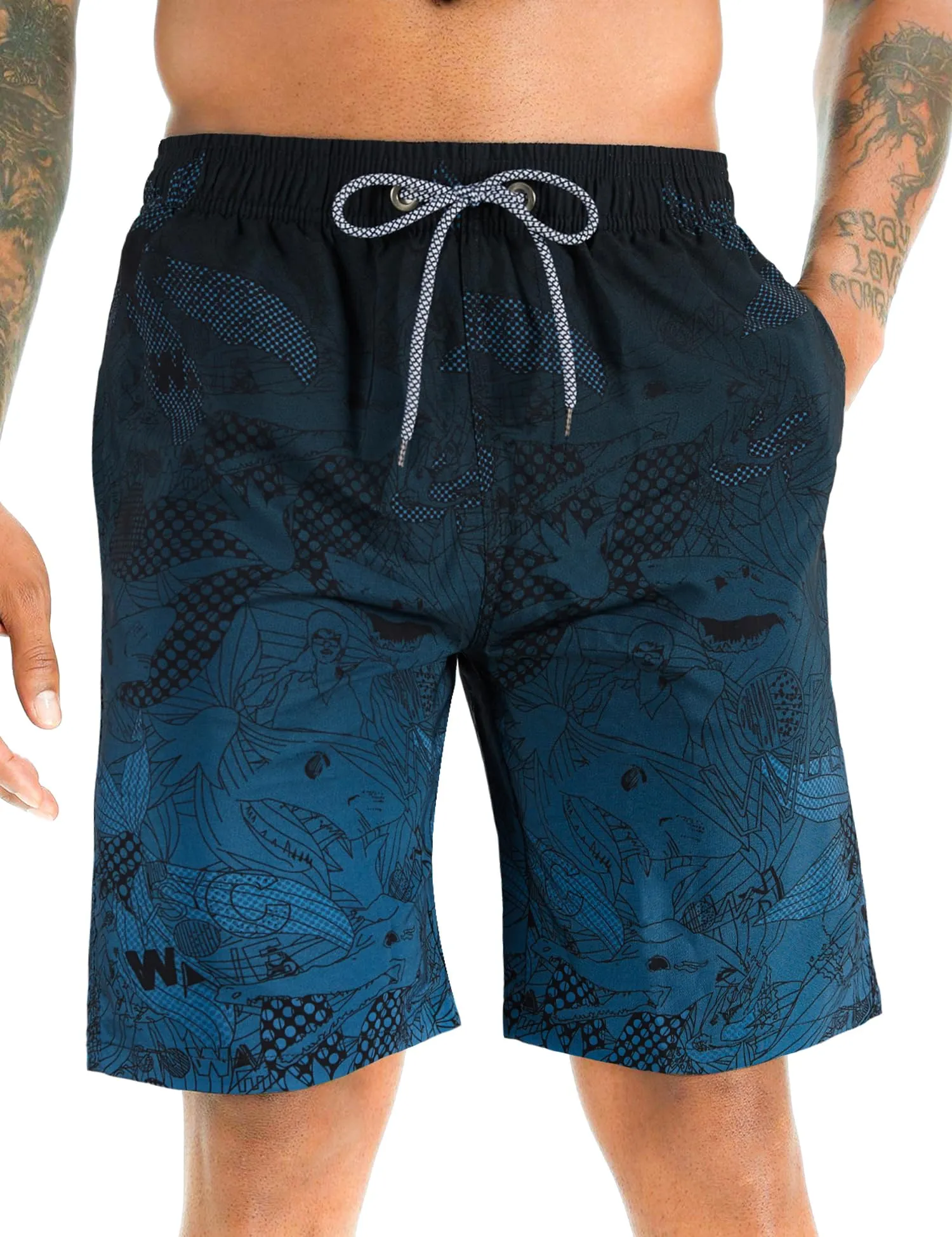 APTRO Pantaloncini da Bagno Uomo Stampa Hawaiana Blu BS023 M - immagine 1