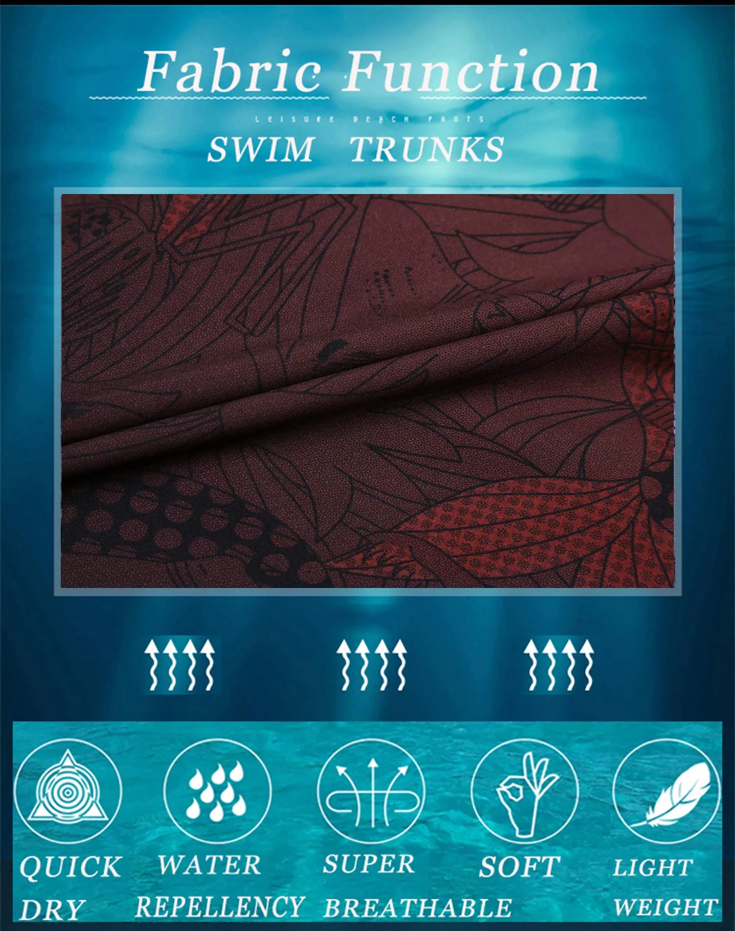 APTRO Pantaloncini da Bagno Uomo Stampa Hawaiana Rosso BS023 M - immagine 5
