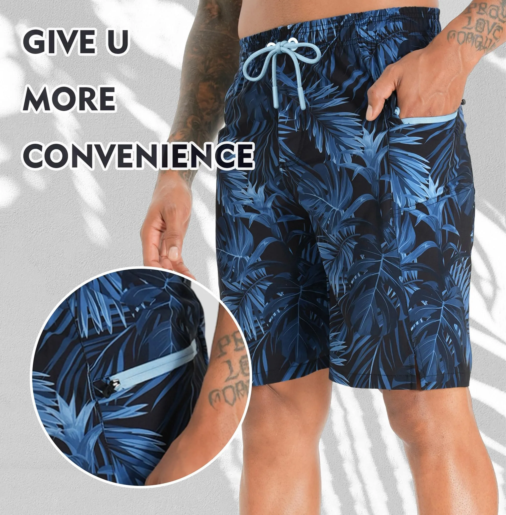 APTRO Pantaloncini da Bagno Uomo Stampa Hawaiana Blu BS023 3XL - immagine 3
