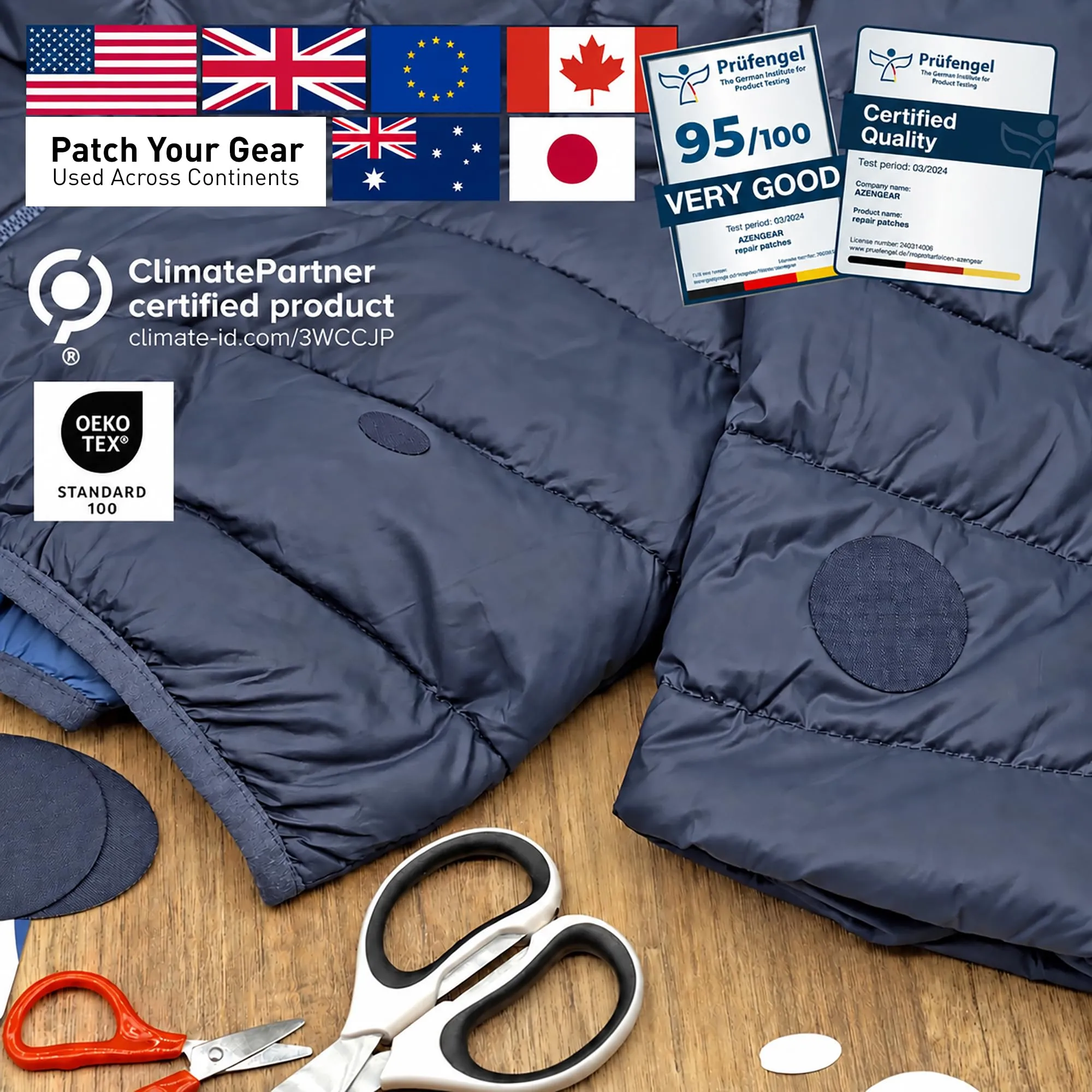 aZengear Toppe di Riparazione Impermeabili per Piumino e Tenda, 11 Pezzi, Blu Scuro - immagine 4