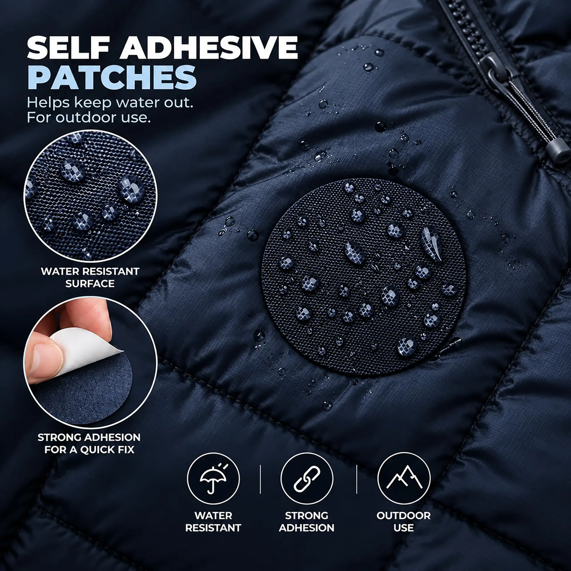 aZengear Toppe di Riparazione Impermeabili per Piumino e Tenda, 11 Pezzi, Blu Scuro - immagine 5